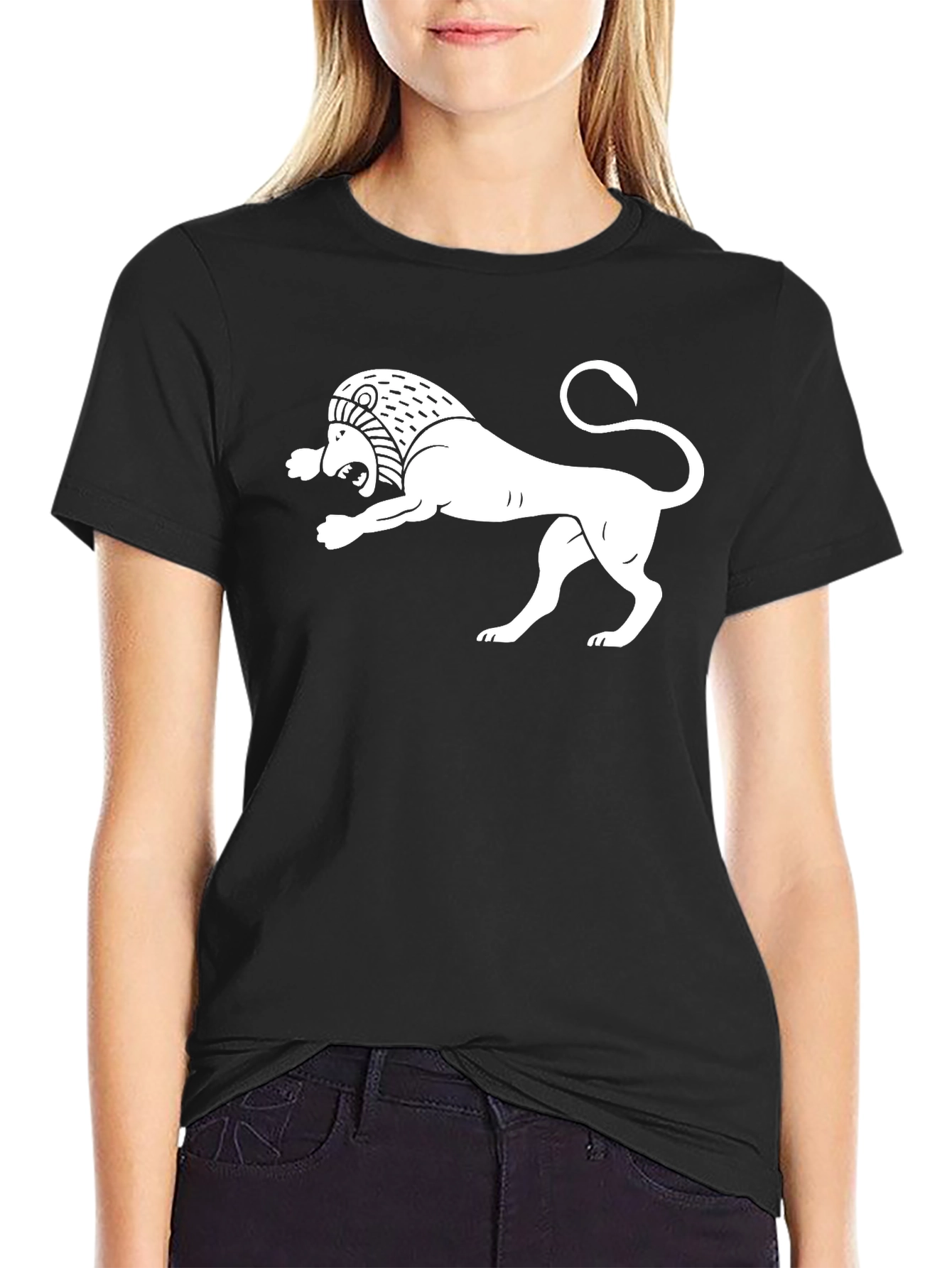 Black Black T-Shirt with White Armenian Lion Design view 2