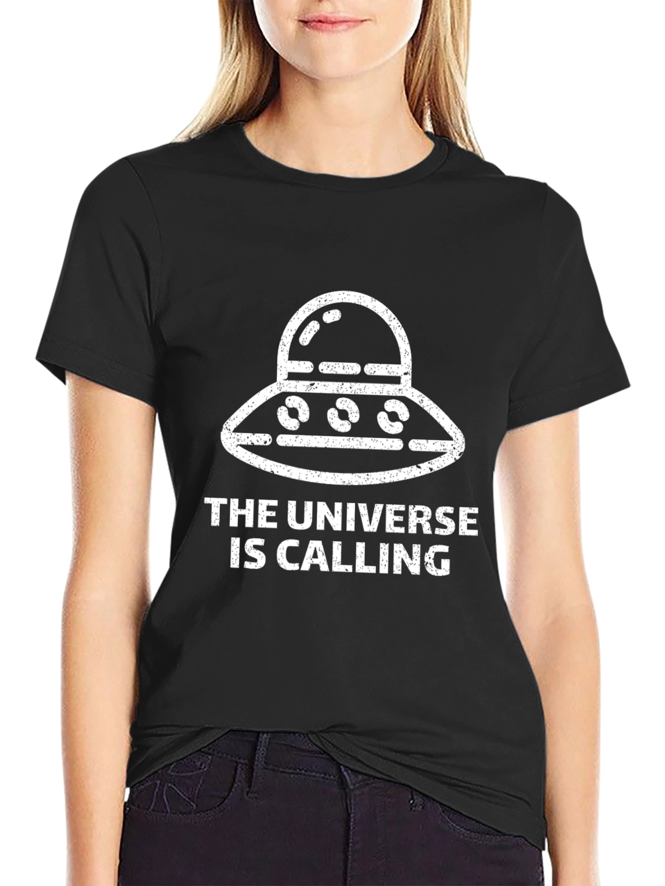 Black Universe Calling Graphic T-Shirt - Black view 2
