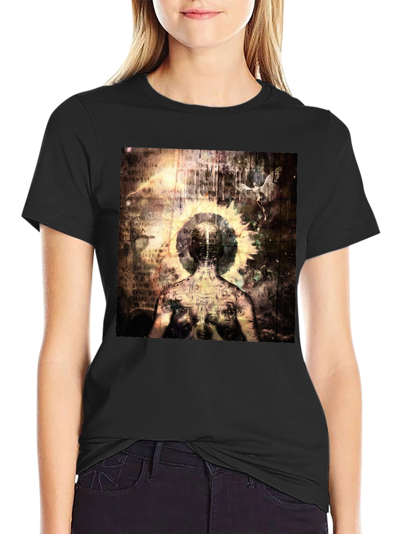 Black Abstract Art Graphic Tee - Black view 2