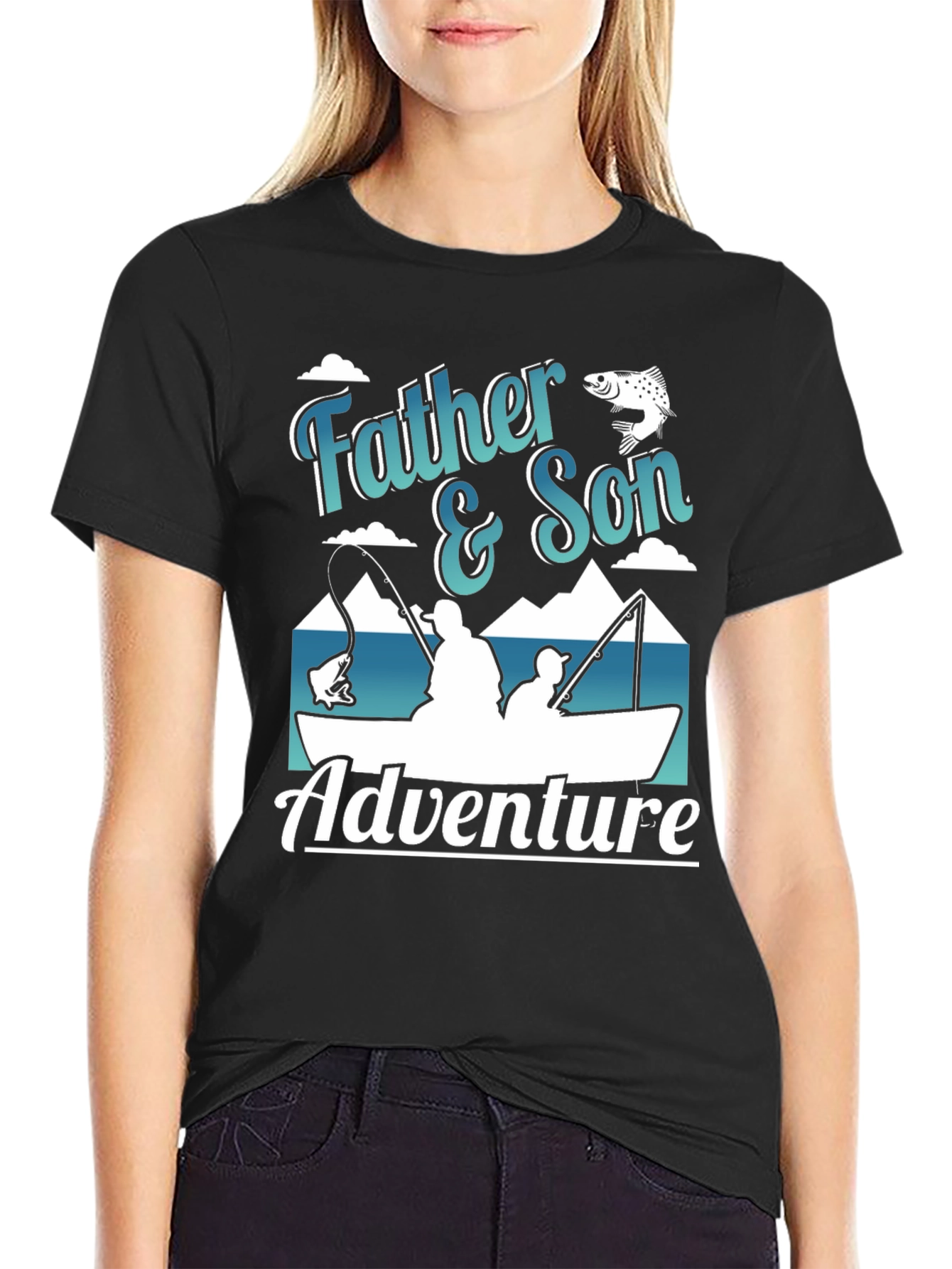 Black Father & Son Adventure Fishing T-Shirt view 2