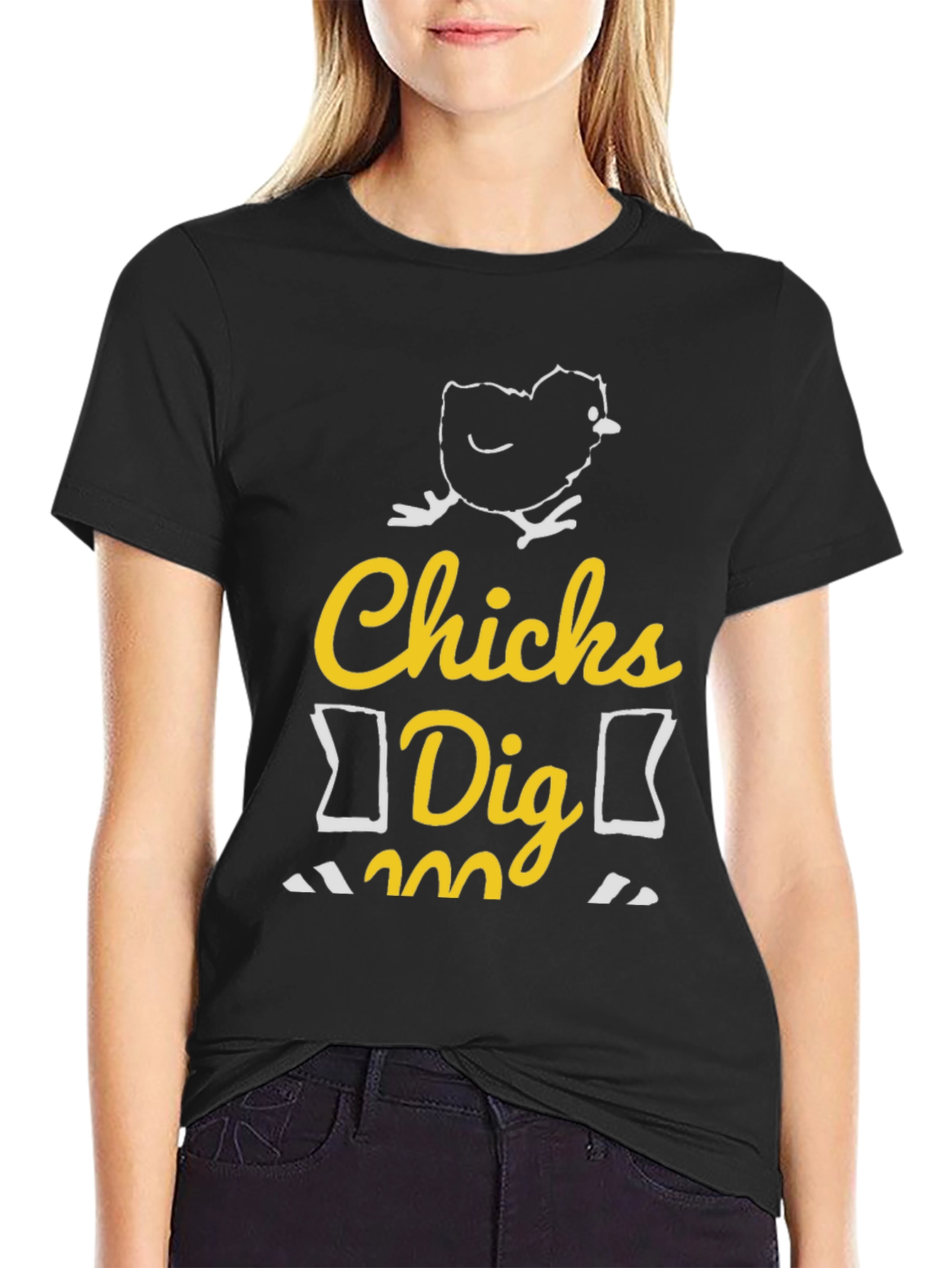 Black Funny Chicks Dig Me Graphic T-Shirt view 2