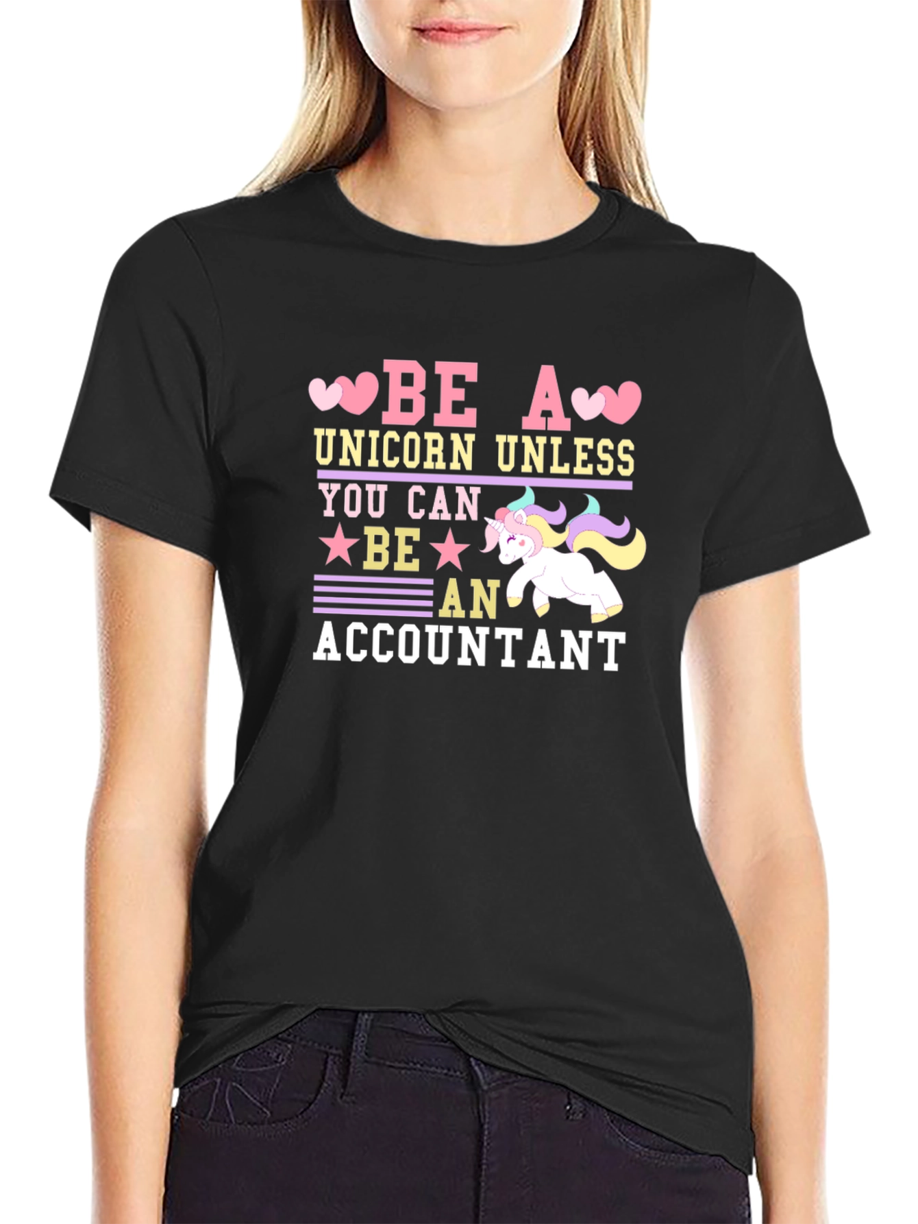 Black Be a Unicorn Accountant T-Shirt view 2