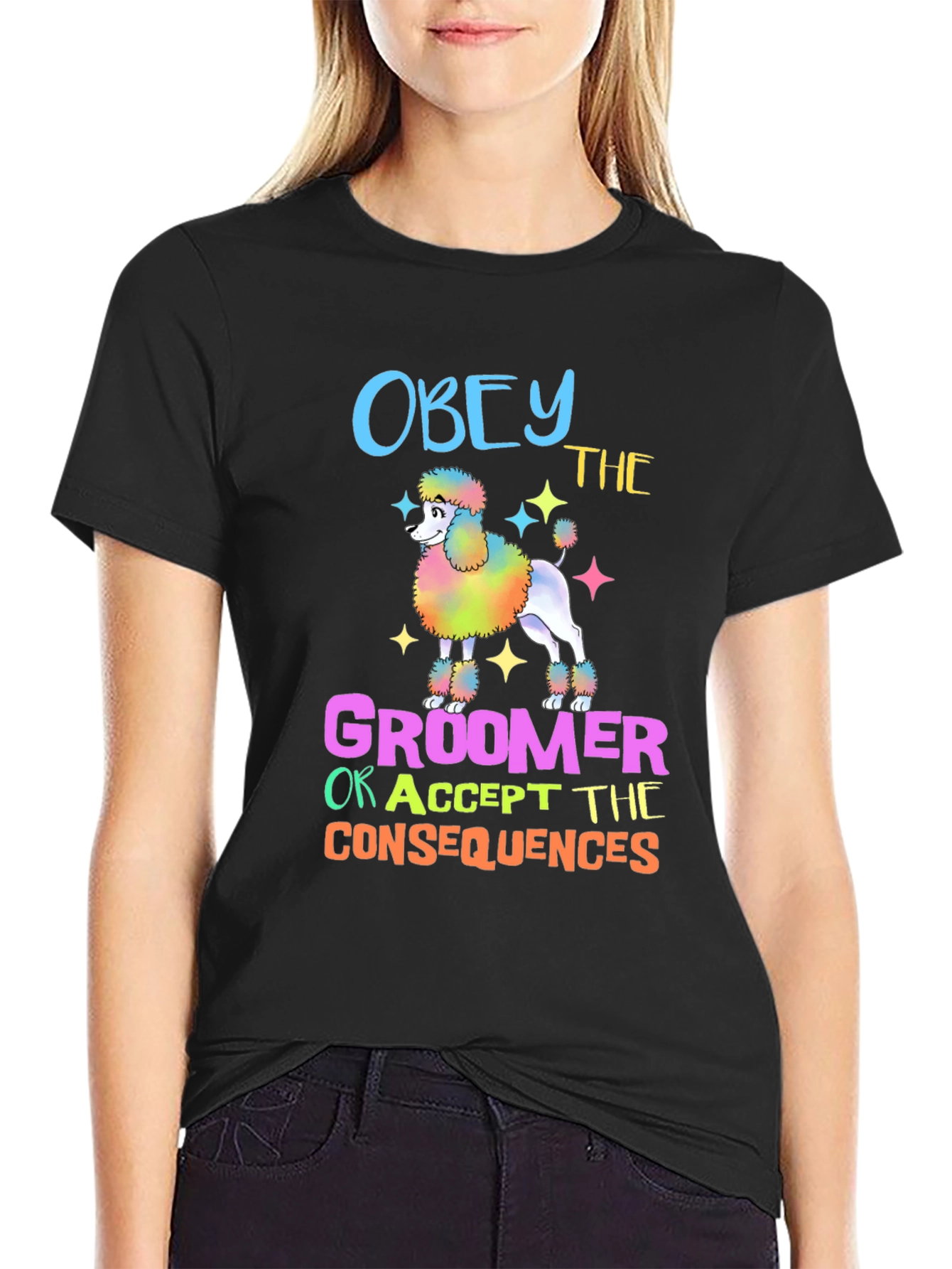 Black Obey the Groomer T-Shirt view 2