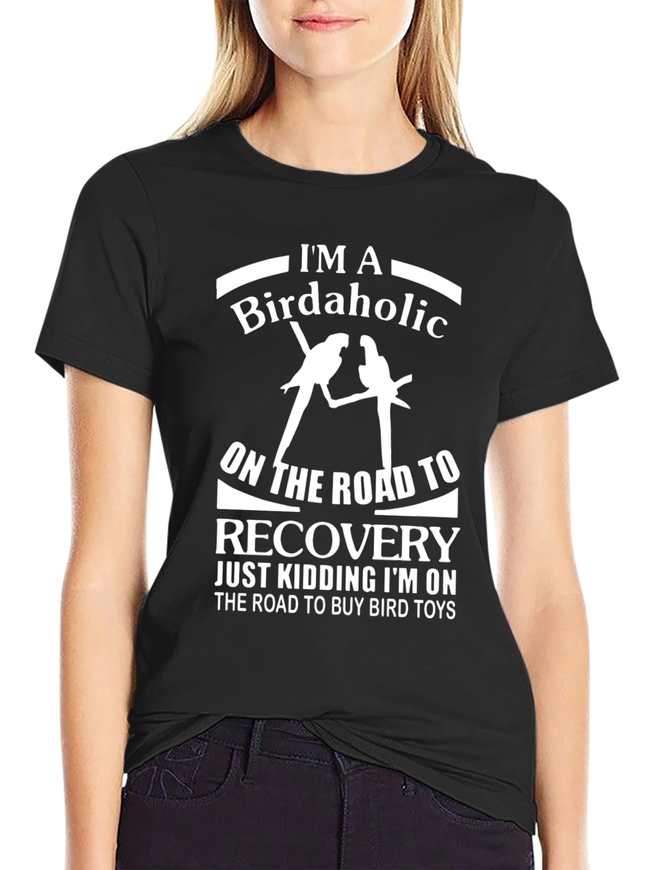 Black Birdaholic Parrot T-Shirt - Funny Bird Lover Gift view 2