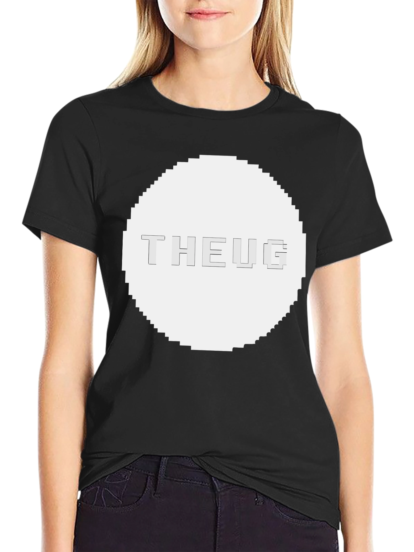 Black THEUG Pixelated Graphic Black T-Shirt view 2