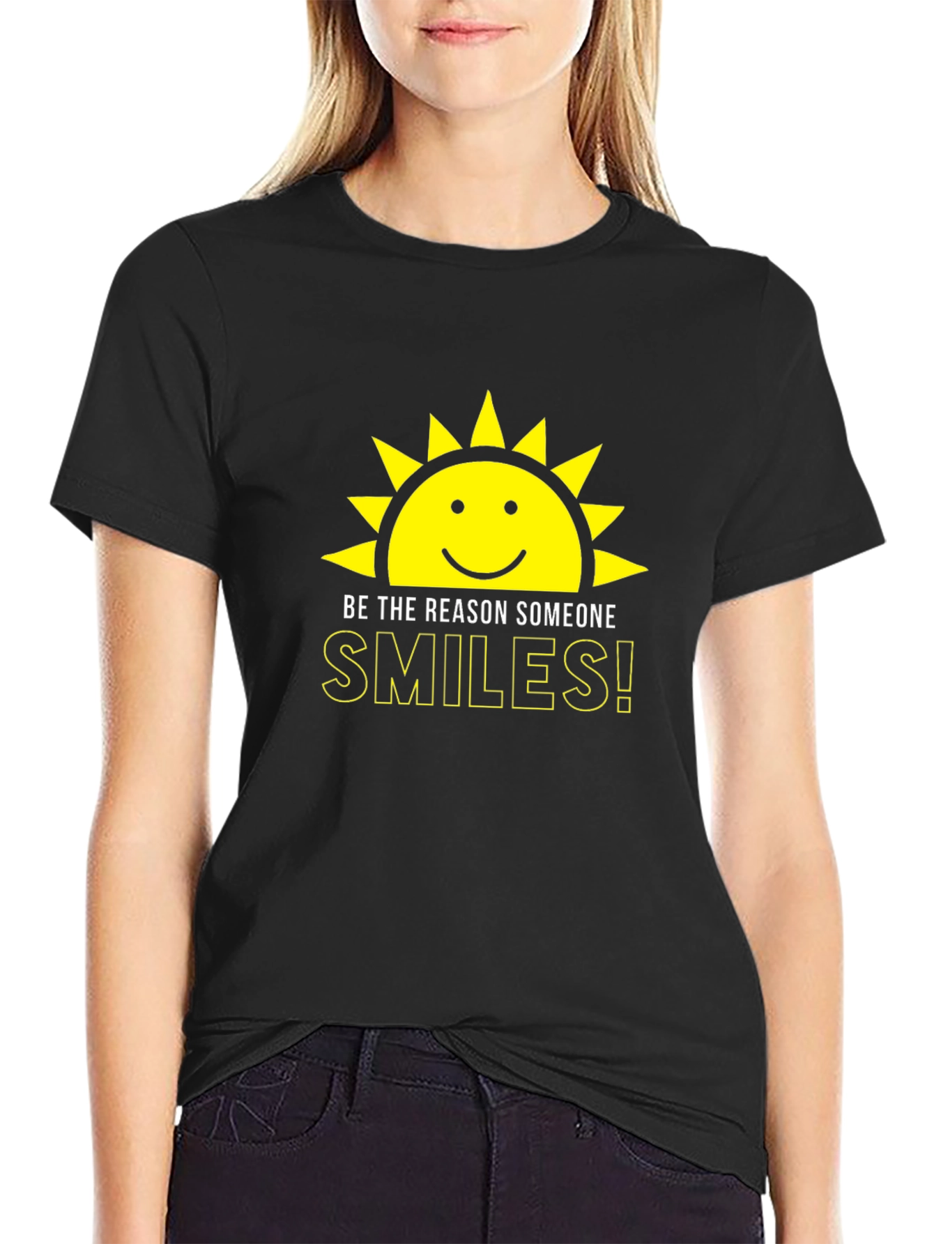 Black Be the Reason Someone Smiles Black T-Shirt view 2