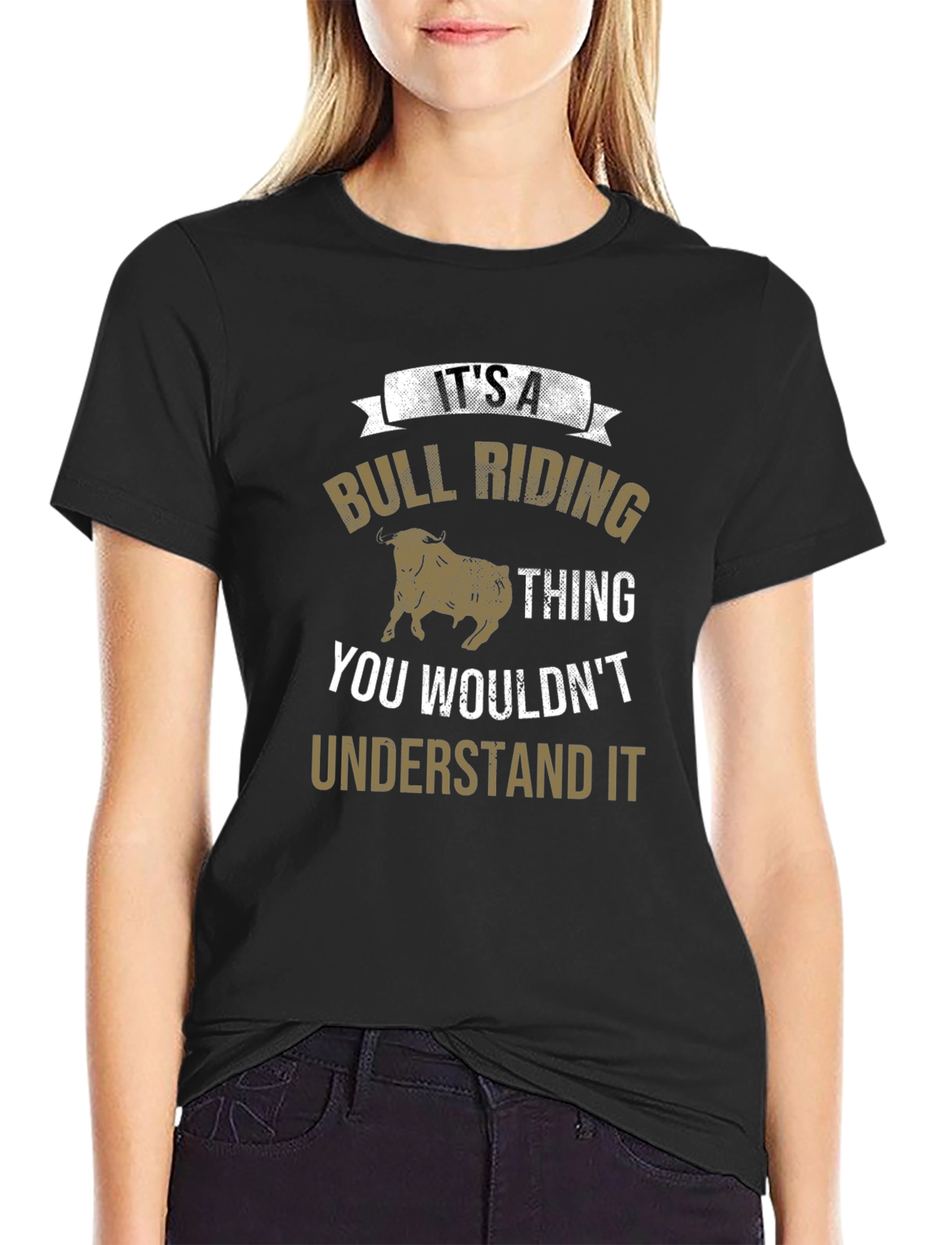 Black Bull Riding Thing T-Shirt view 2