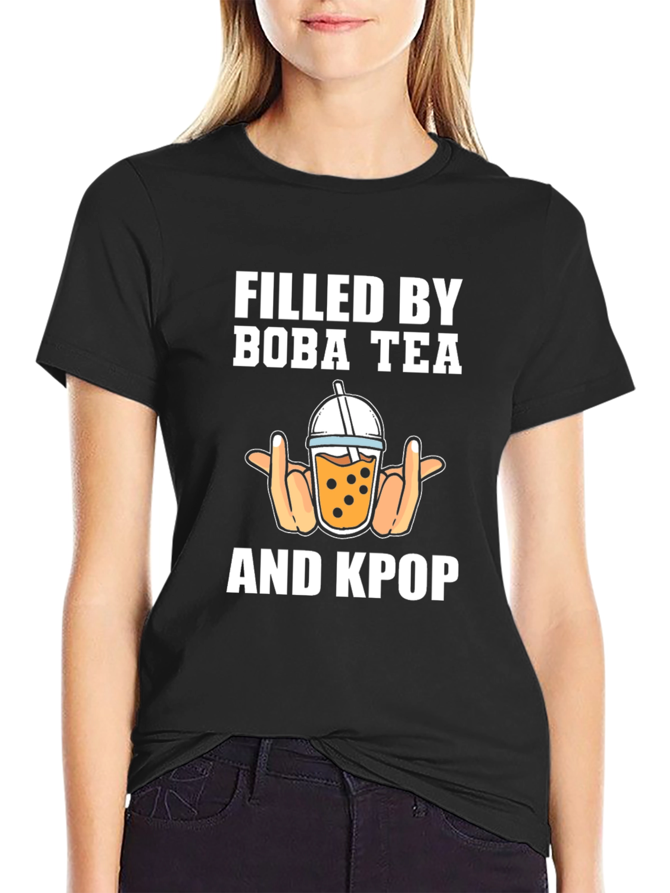 Black Filled By Boba Tea & KPOP T-Shirt view 2