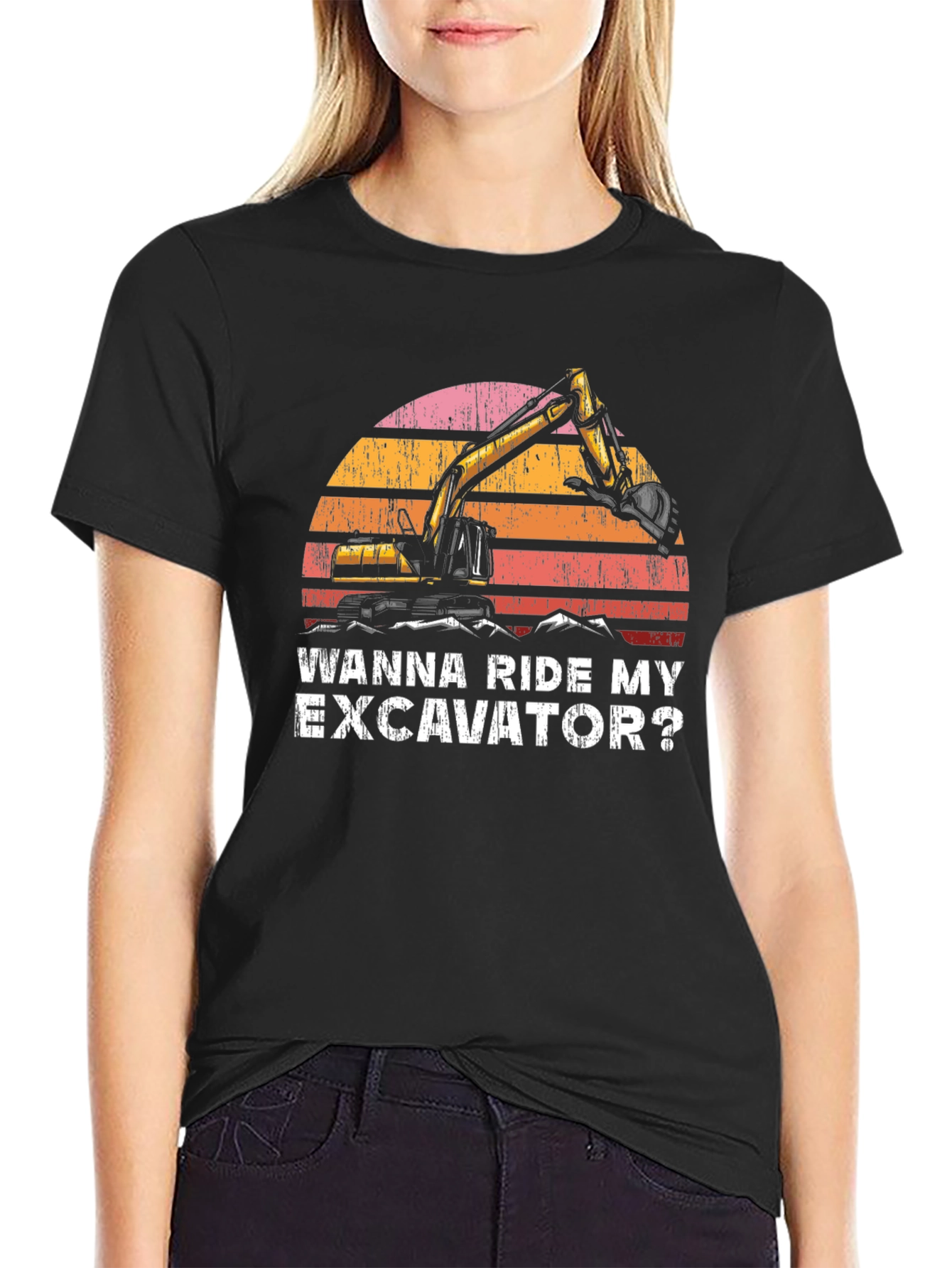 Black Wanna Ride My Excavator T-Shirt view 2