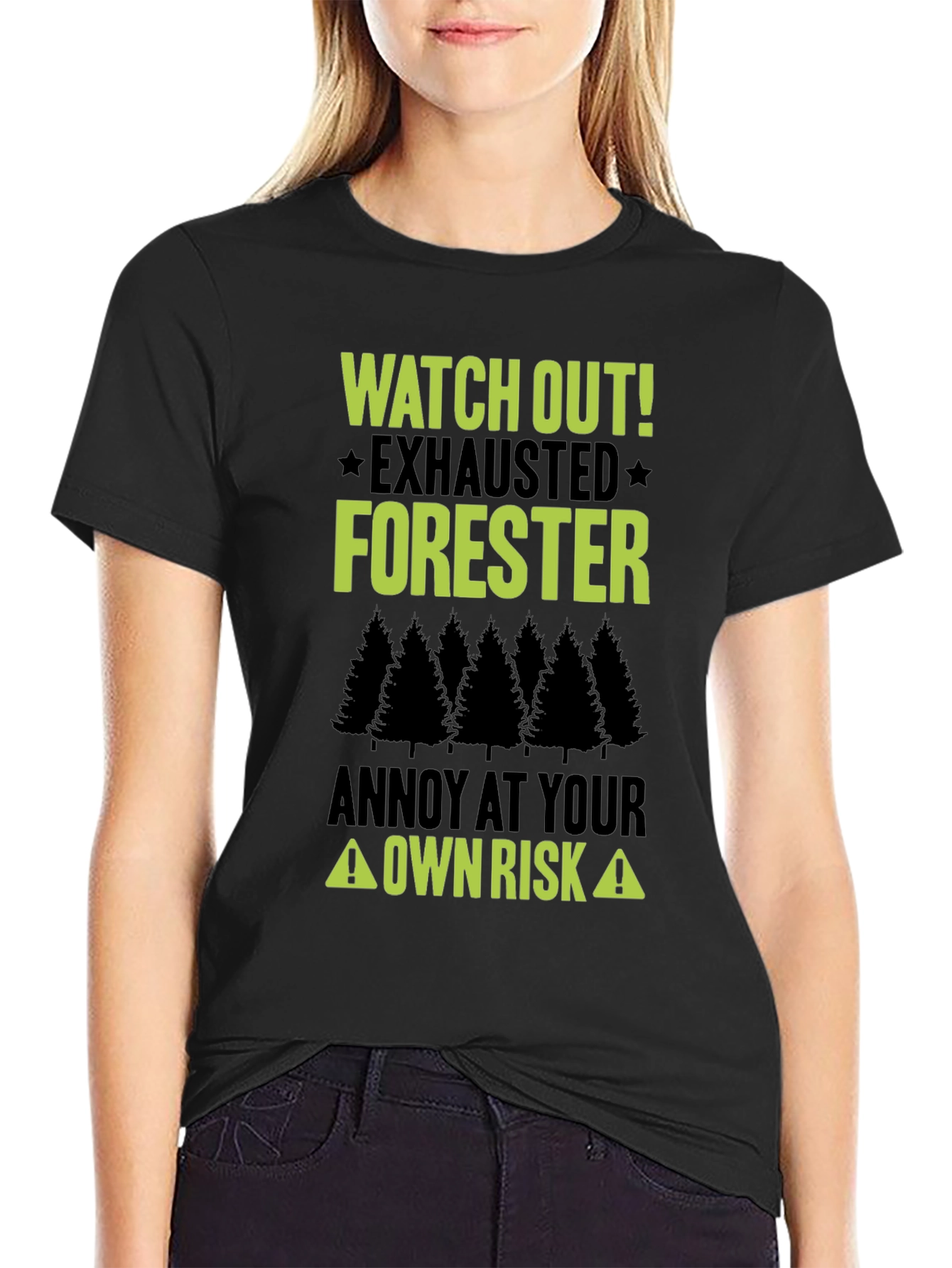 Black Exhausted Forester T-Shirt - Funny Forest Humor Tee view 2