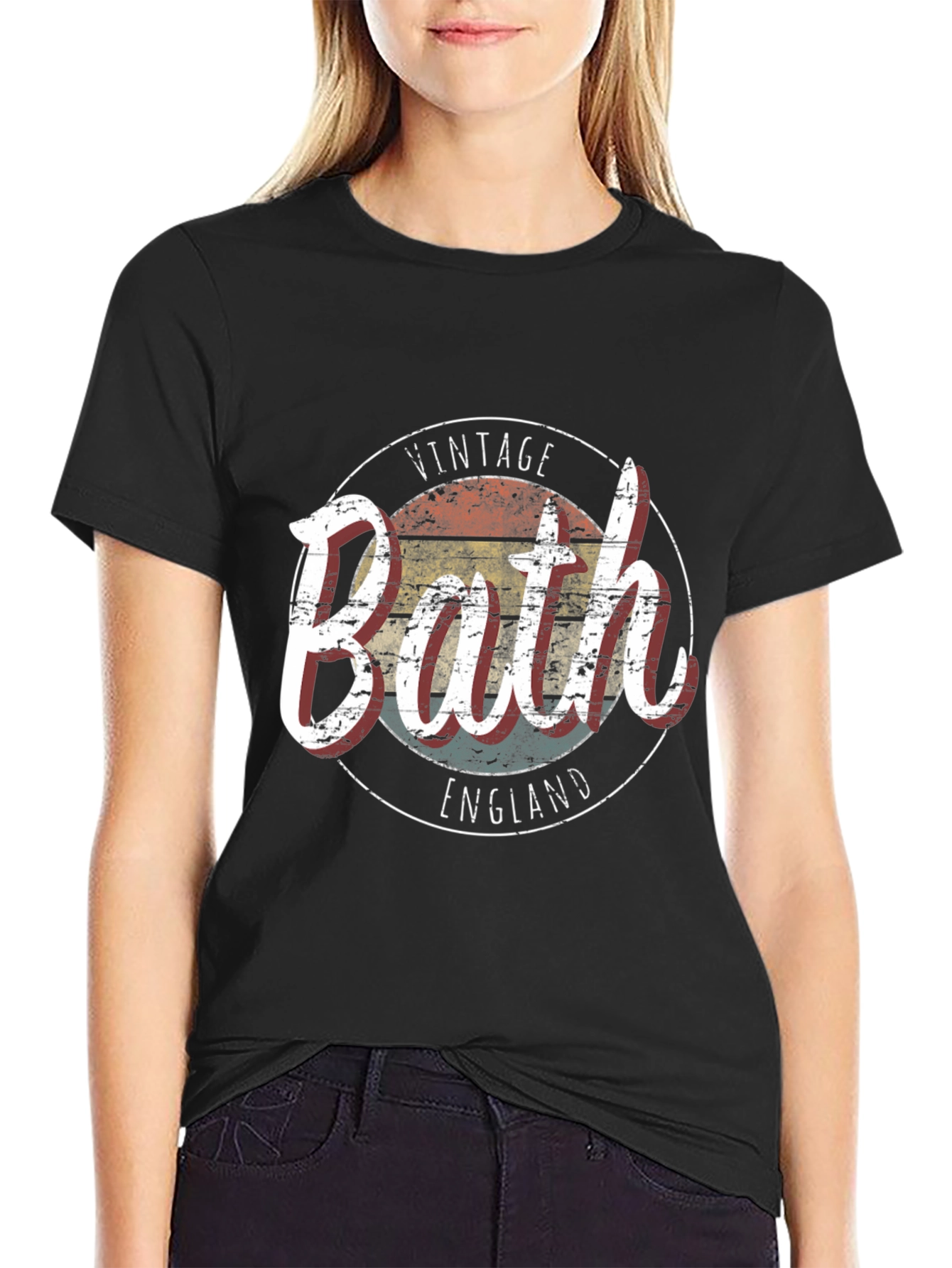 Black Vintage Bath England Graphic T-Shirt view 2