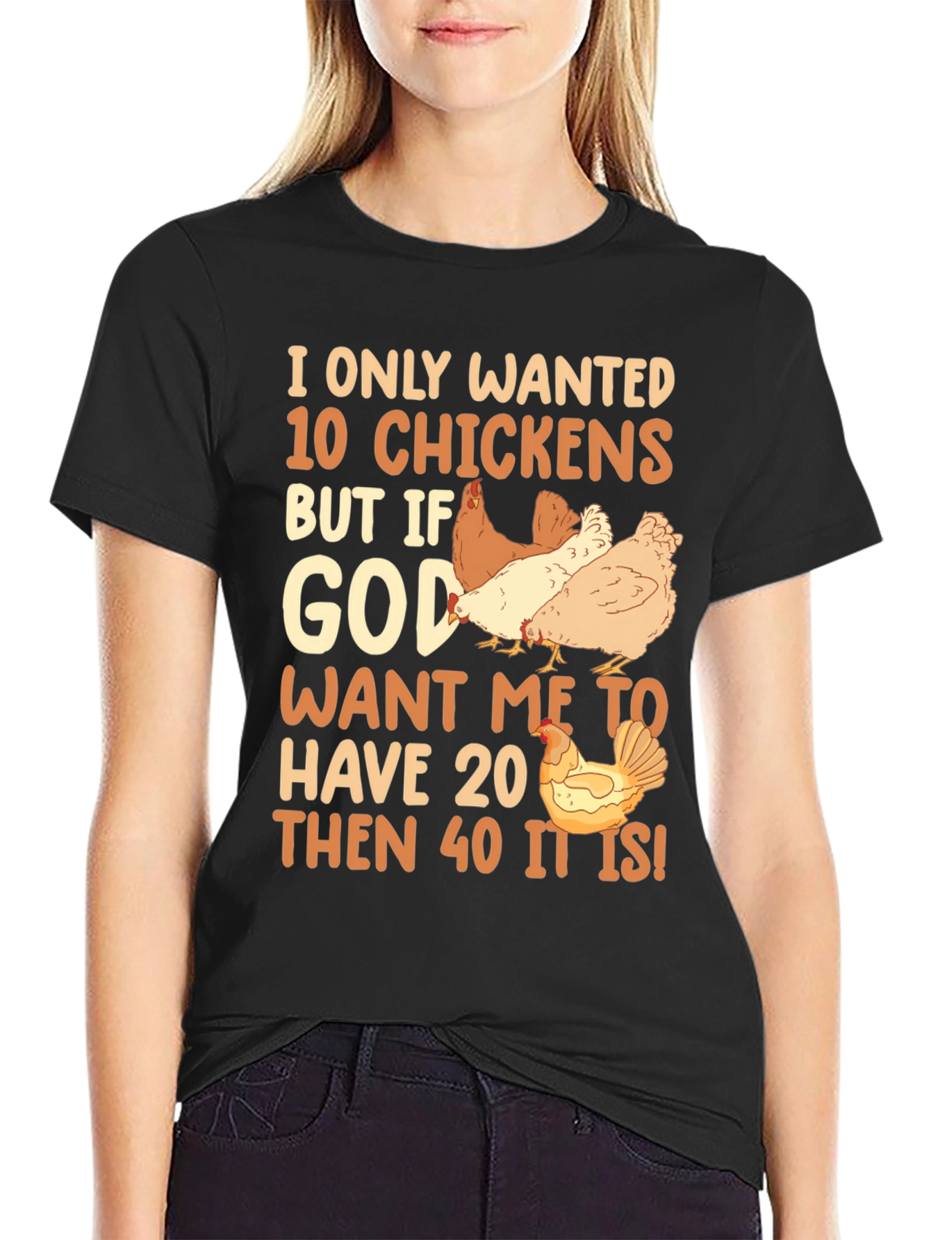 Black I Only Wanted 10 Chickens Graphic Tee view 2
