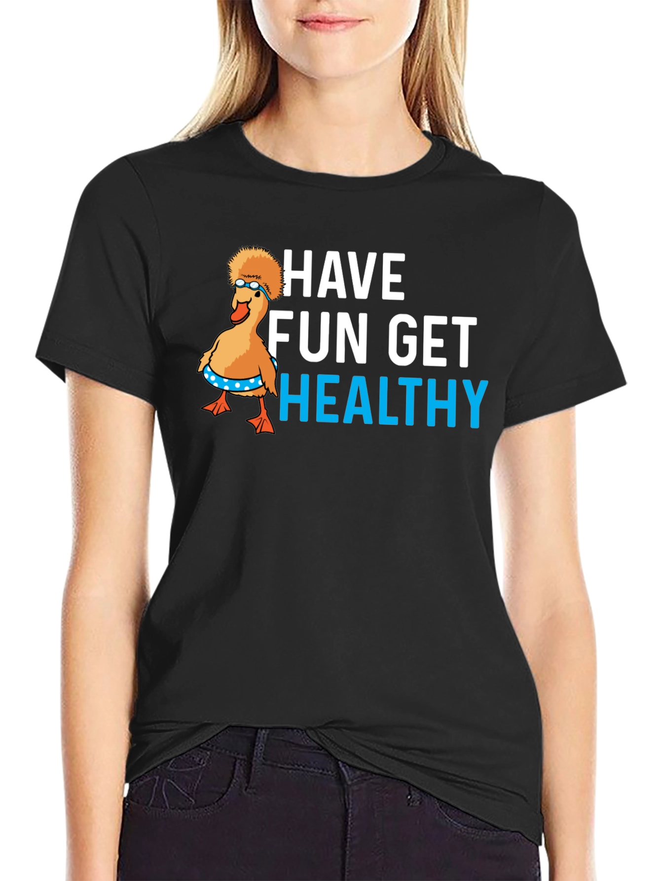 Black Have Fun Get Healthy Graphic T-Shirt view 2
