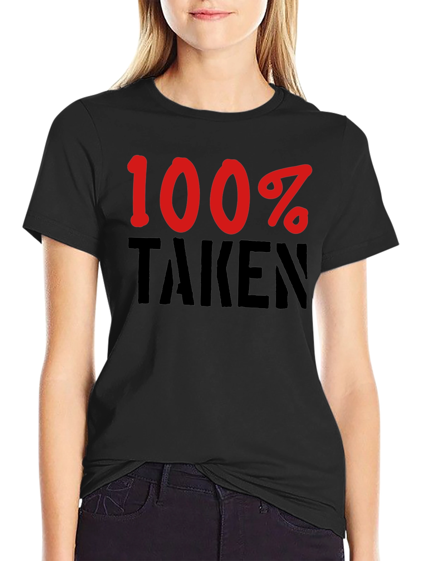 Black 100% Taken Graphic Tee - Funny Relationship Shirt view 2
