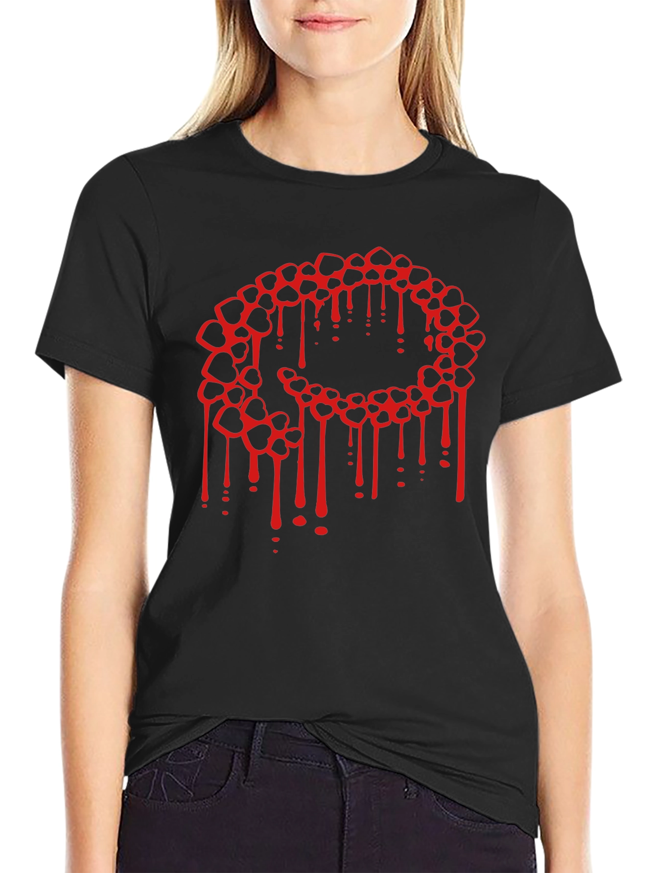 Black Bleeding Hearts Graphic Tee - Black view 2