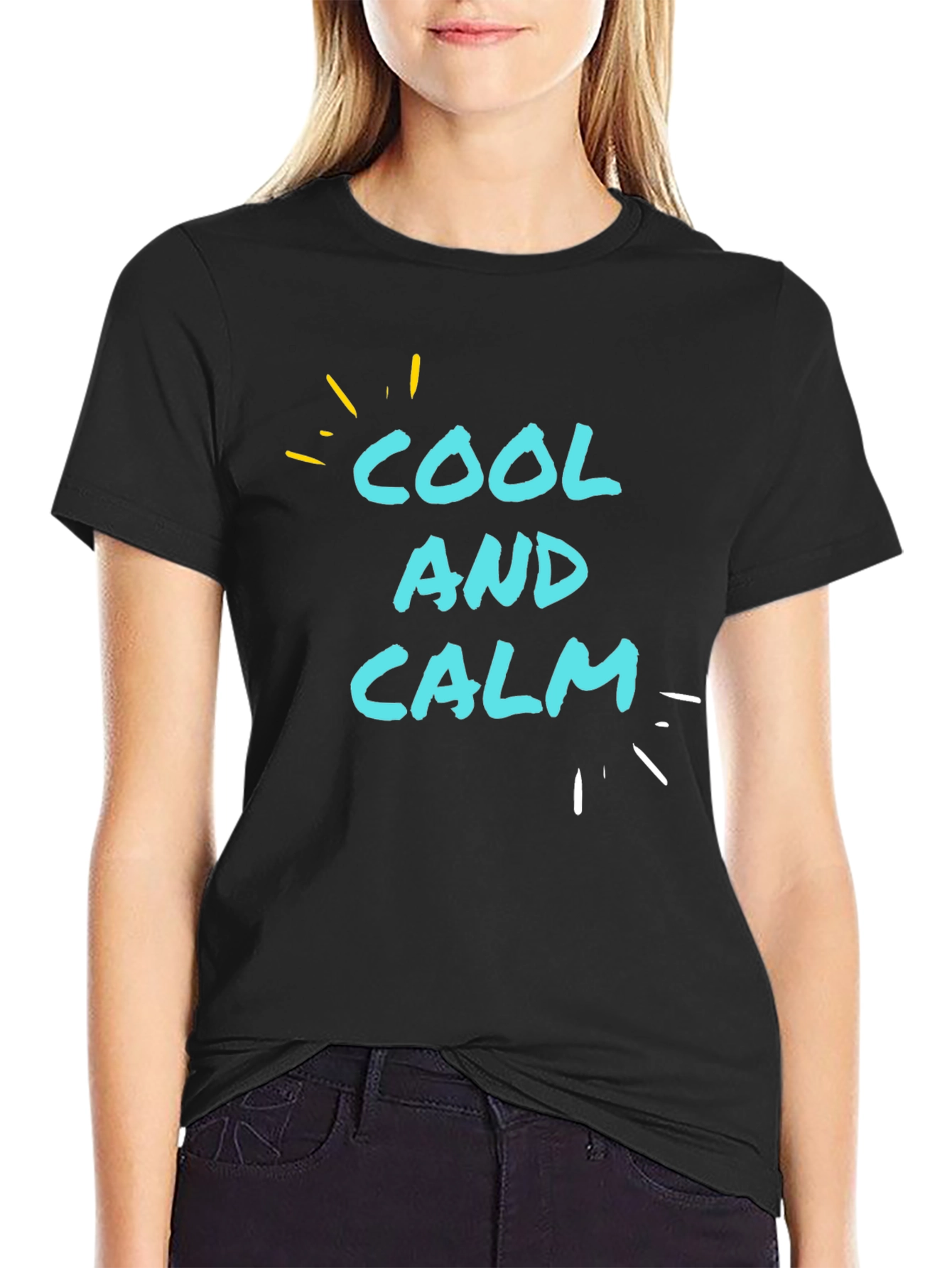 Black Cool and Calm Graphic T-Shirt - Casual Comfort view 2