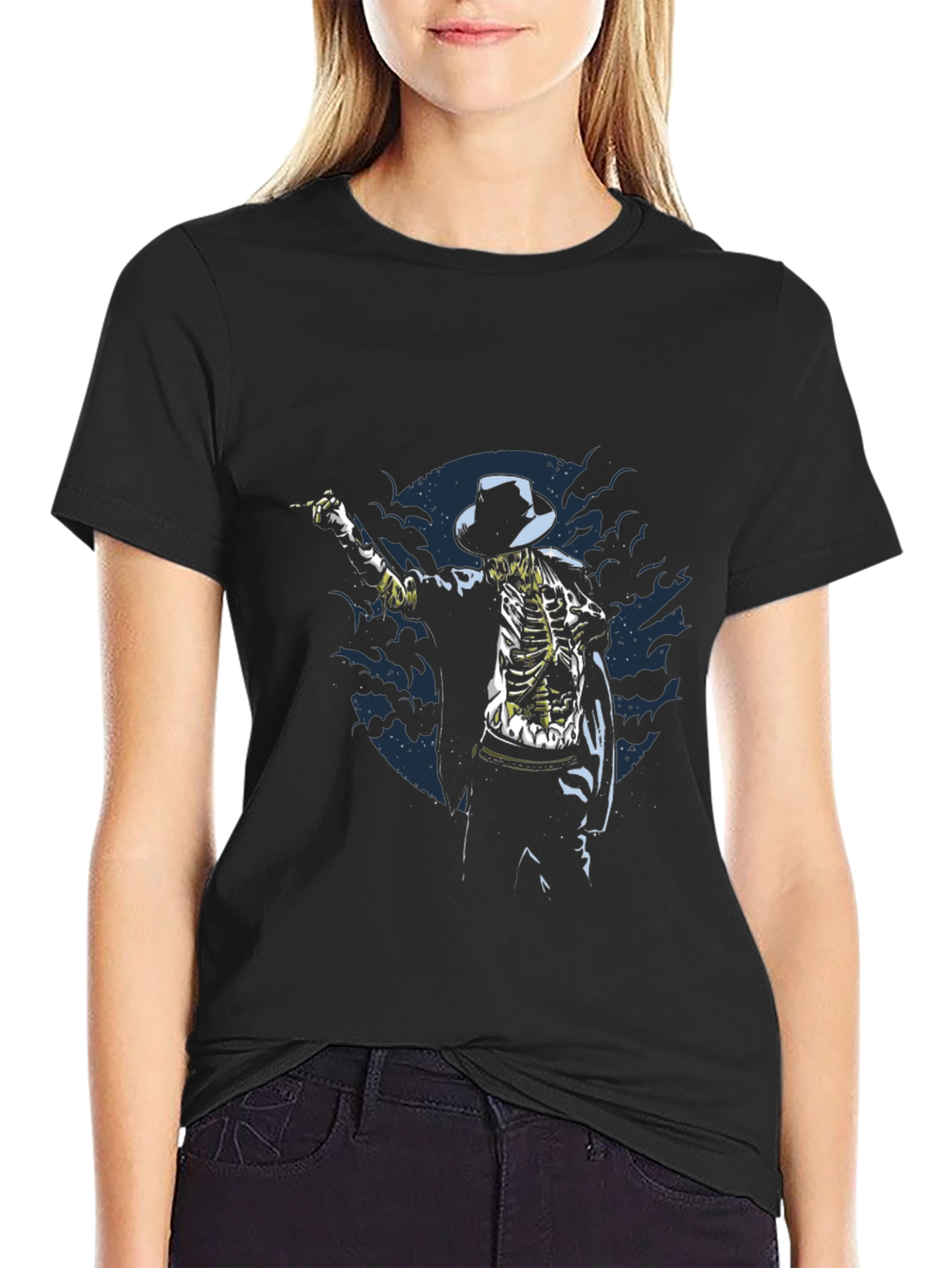 Black Skeleton Michael Jackson T-Shirt - Thriller Dance Tee view 2