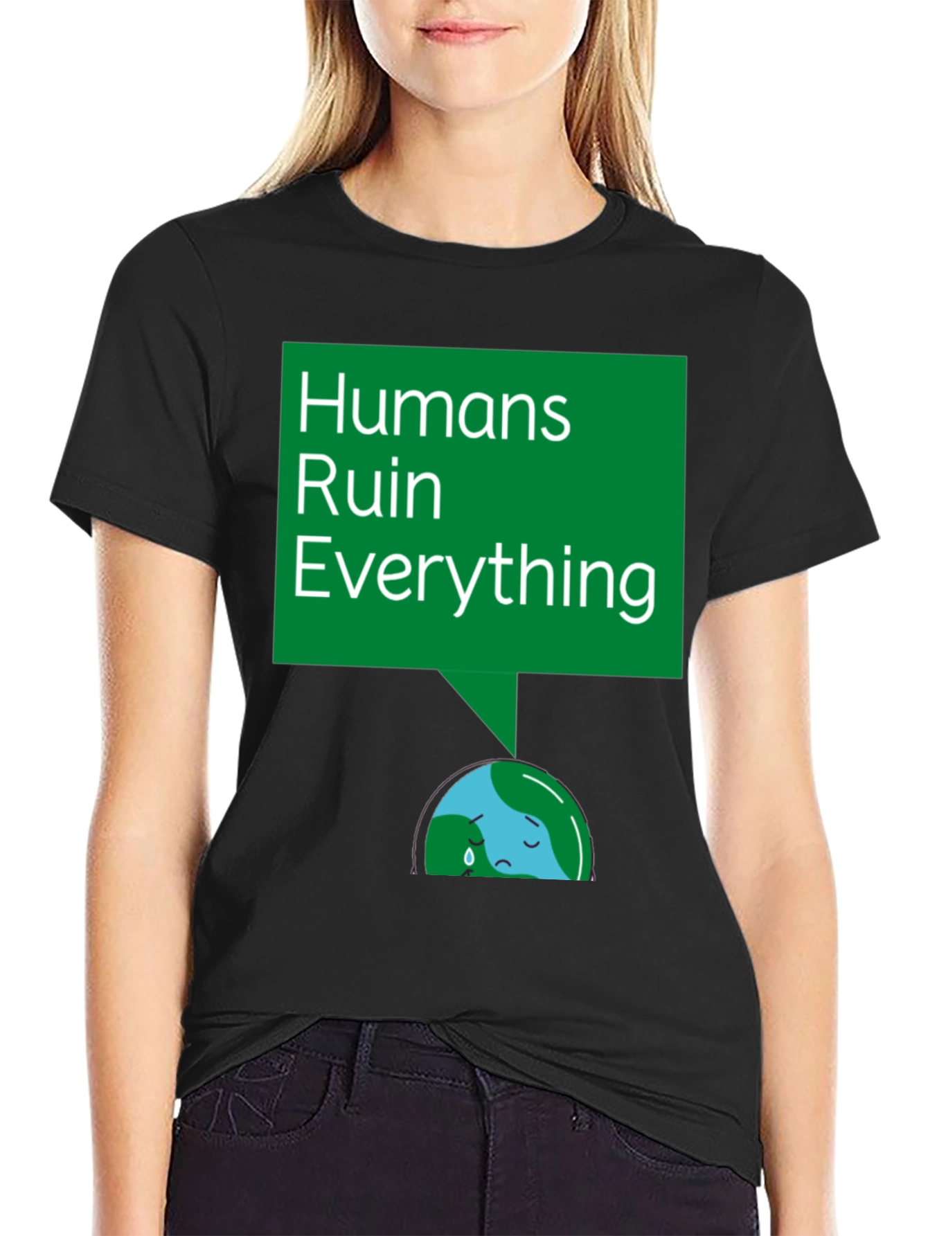 Black Humans Ruin Everything T-Shirt - Environmental Tee view 2
