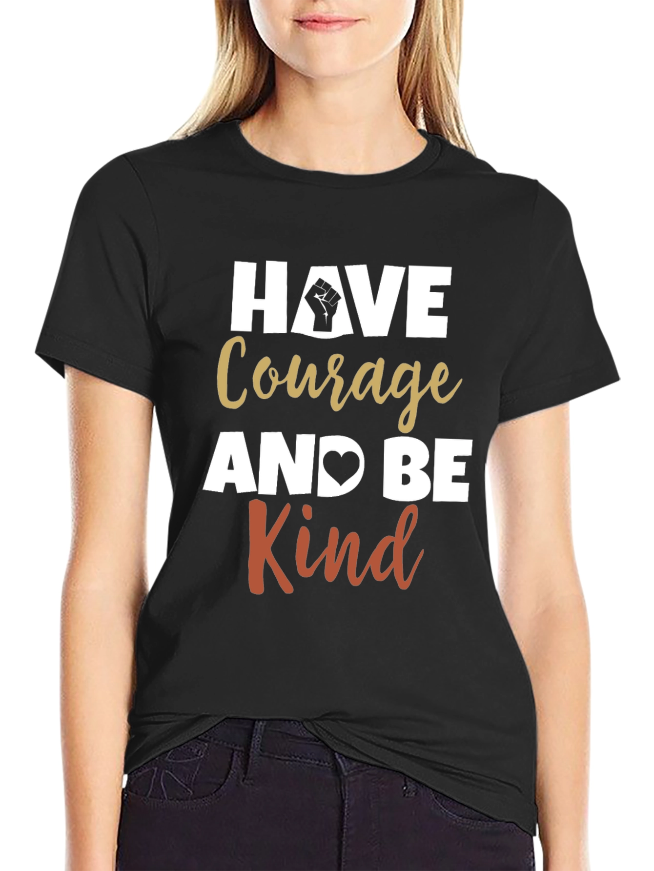Black Courage and Kindness Graphic Tee view 2