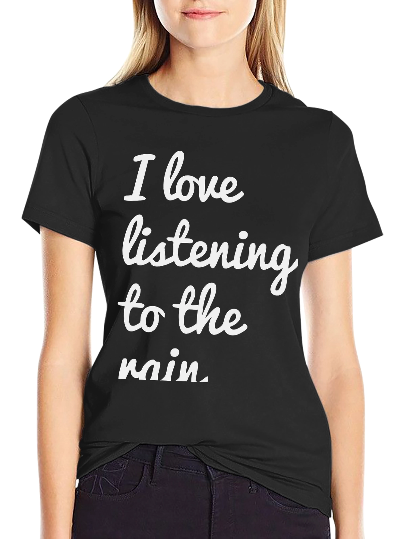 Black Rain Lover Tee - Soft Cotton Blend Black T-Shirt view 2
