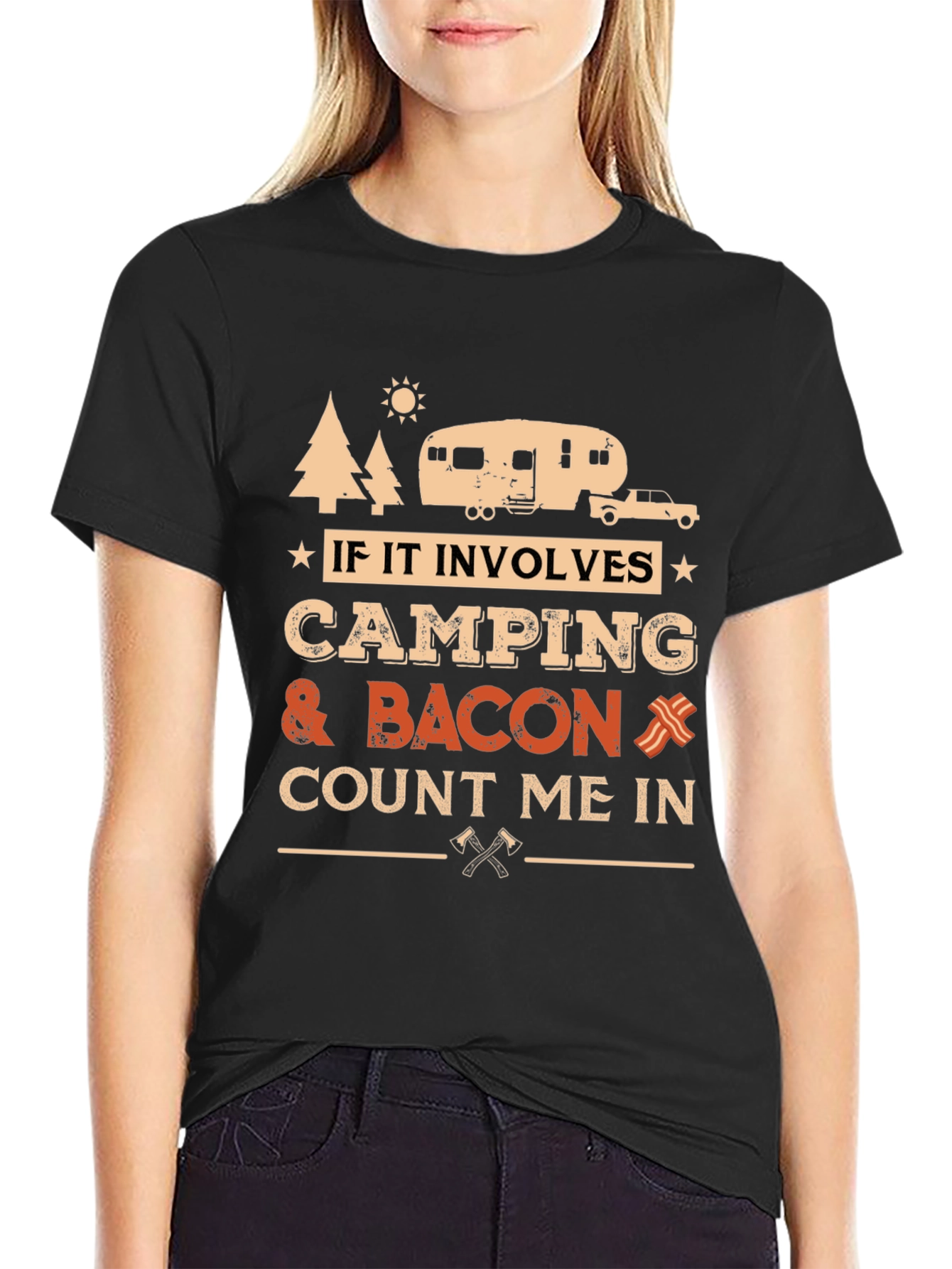 Black Camping & Bacon T-Shirt - Count Me In! view 2