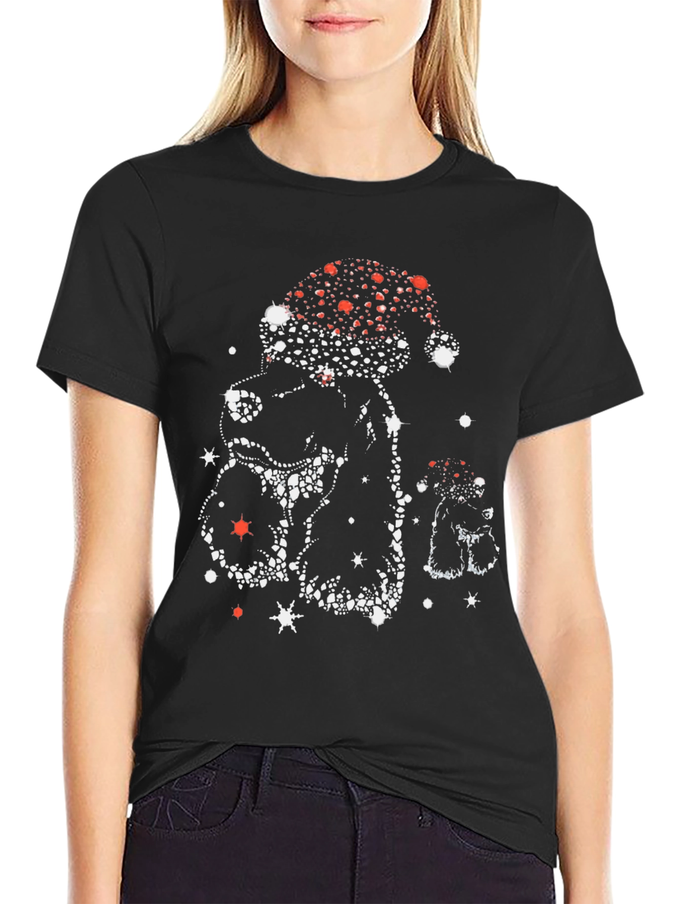 Black Festive Santa Dog T-Shirt view 2