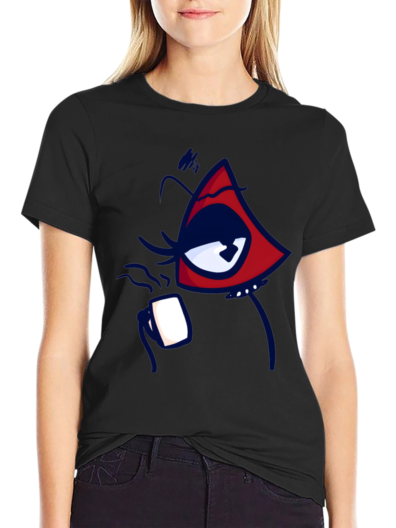 Black Eye Catching Graphic Tee - Black Cotton Blend view 2