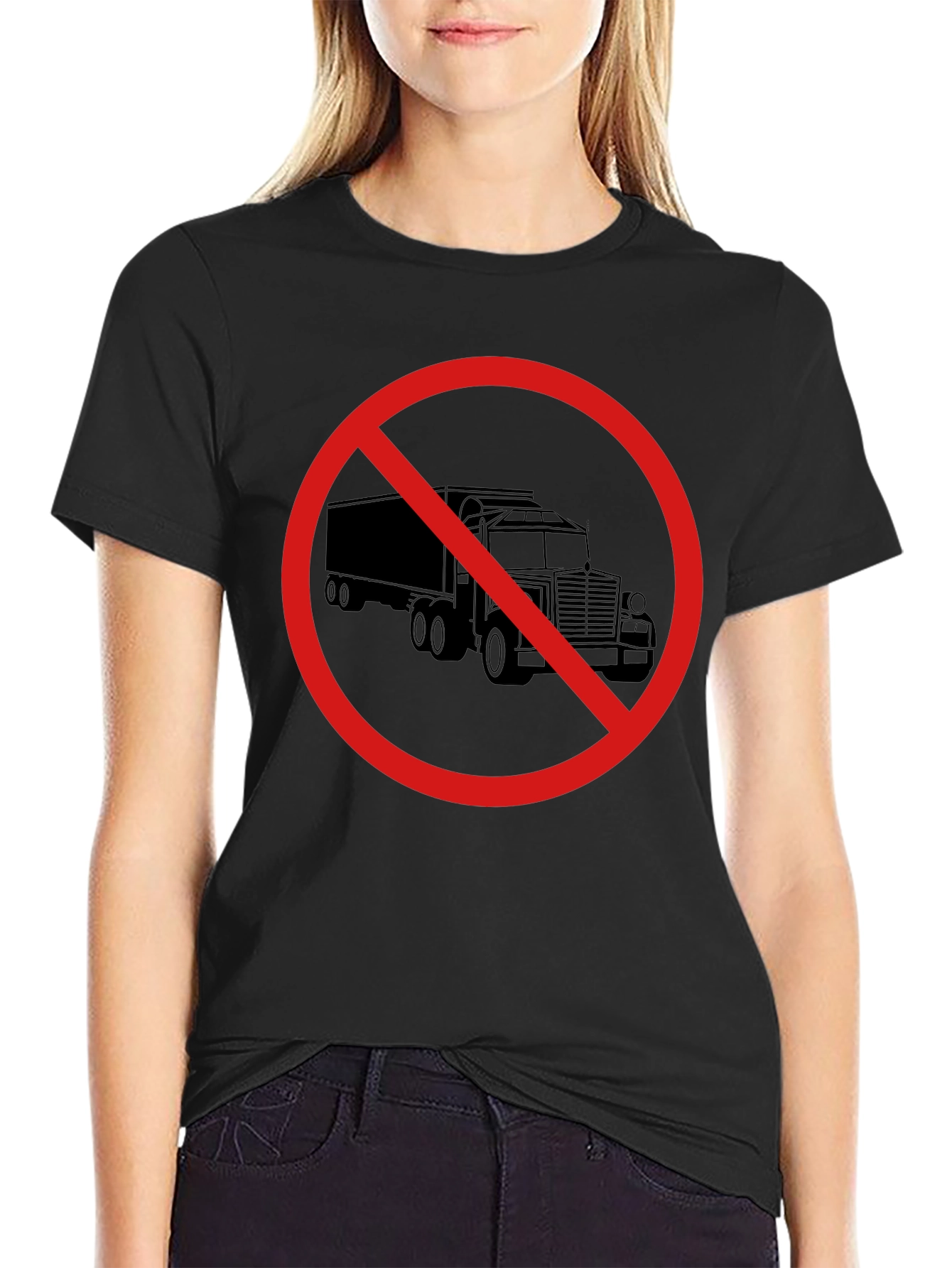 Black No Trucks Allowed Graphic Tee - Black Cotton T-Shirt view 2