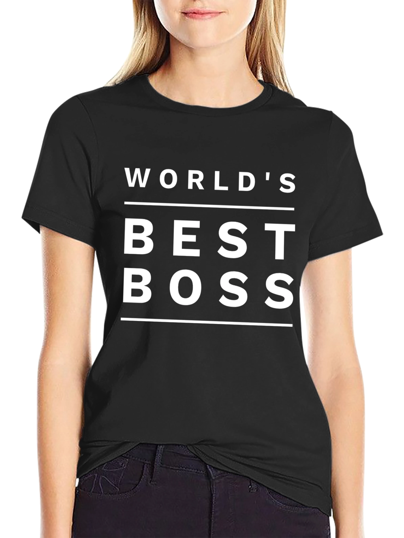 Black World's Best Boss T-Shirt - Novelty Gift Idea view 2