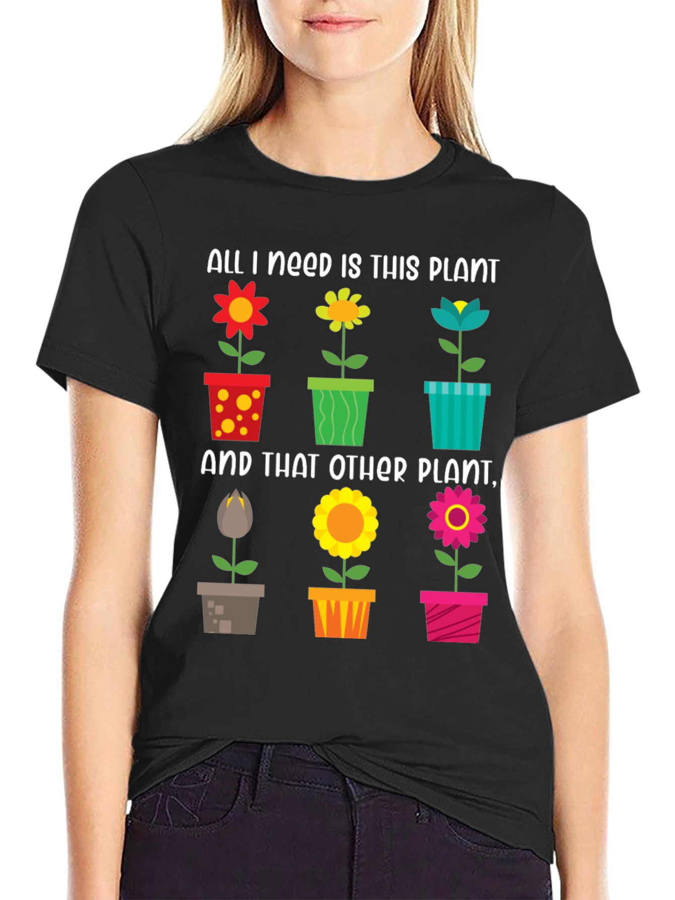 Black Plant Lover T-Shirt - Gardener Gift view 2