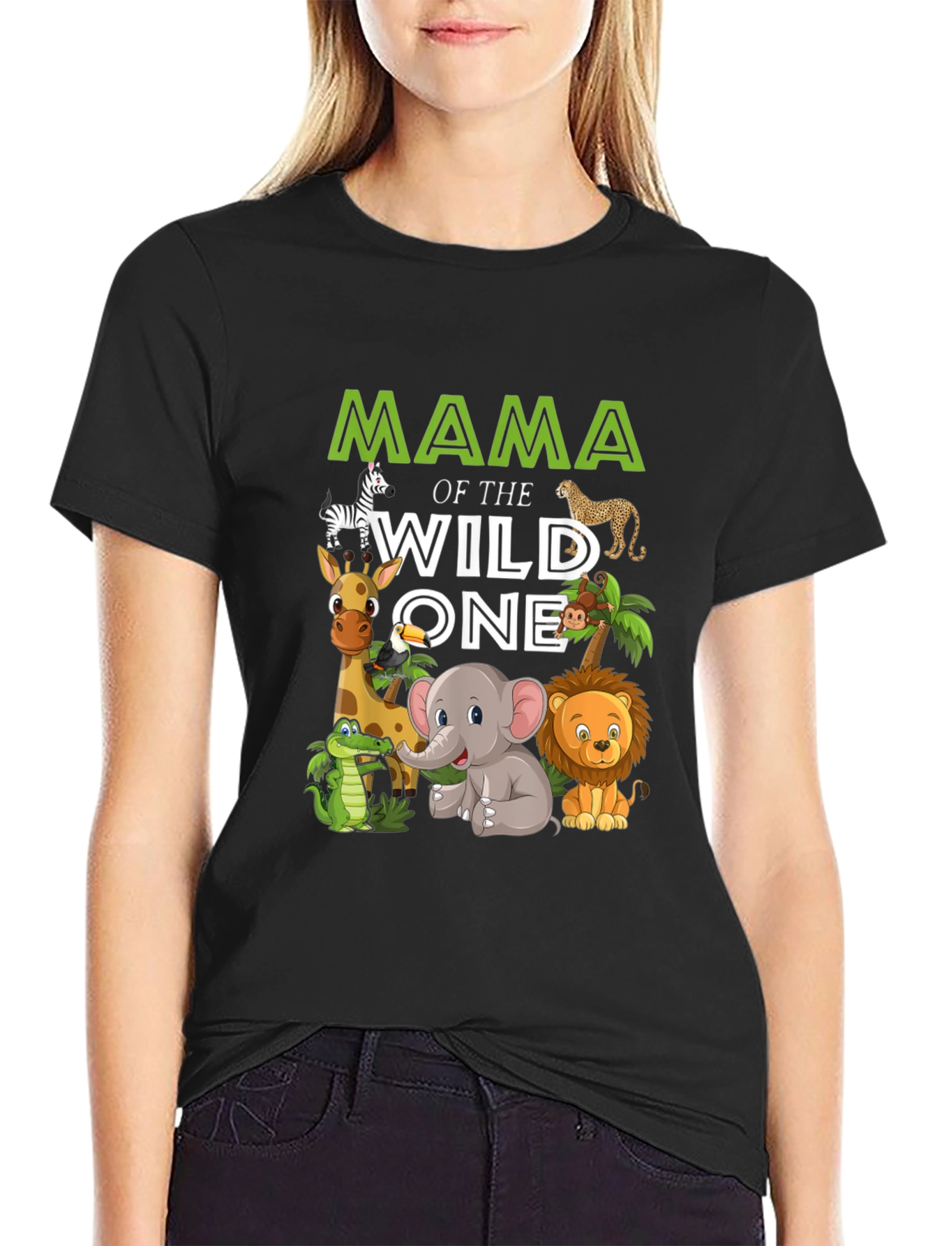 Black Mama of the Wild One Safari Animal T-Shirt view 2