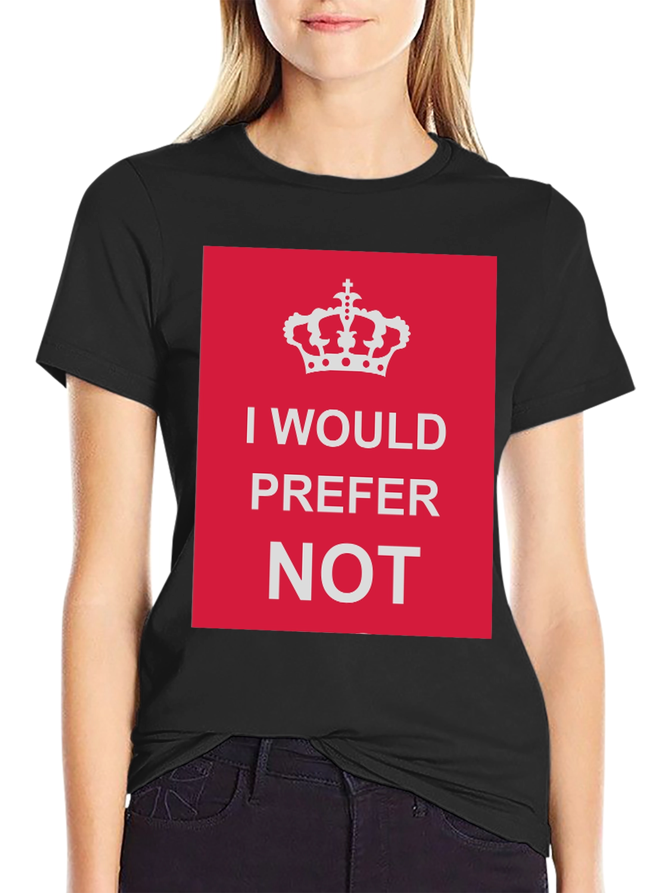 Black I Would Prefer Not Graphic Tee - Funny Novelty T-Shirt view 2