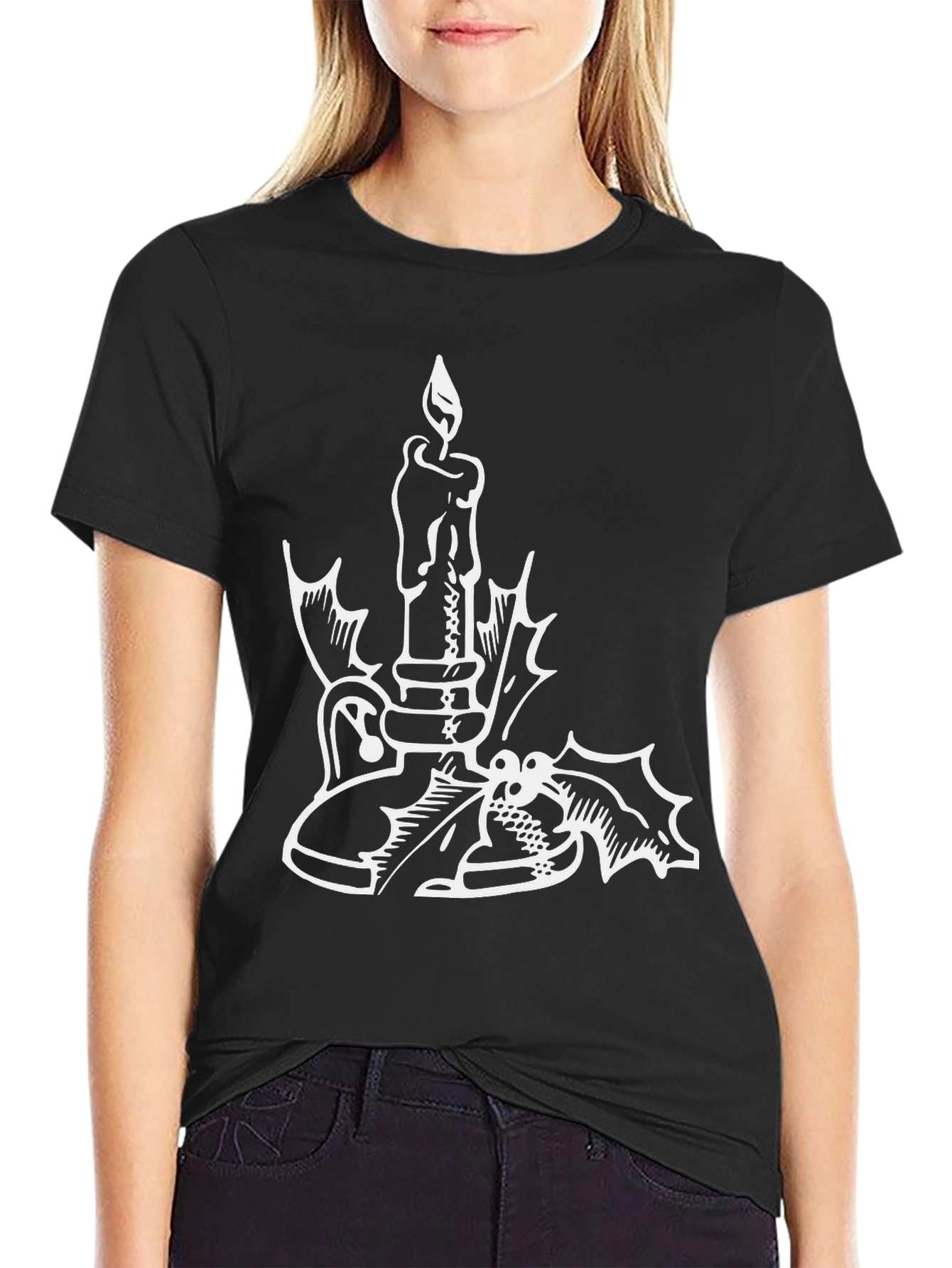 Festive Candle Graphic Tee - Black - 2