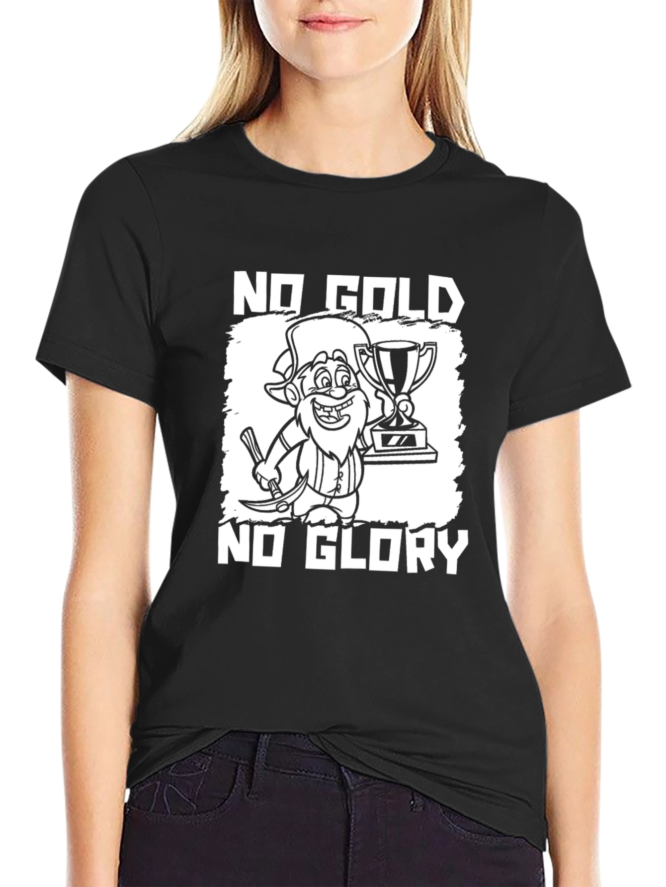 Black No Gold No Glory Graphic T-Shirt view 2
