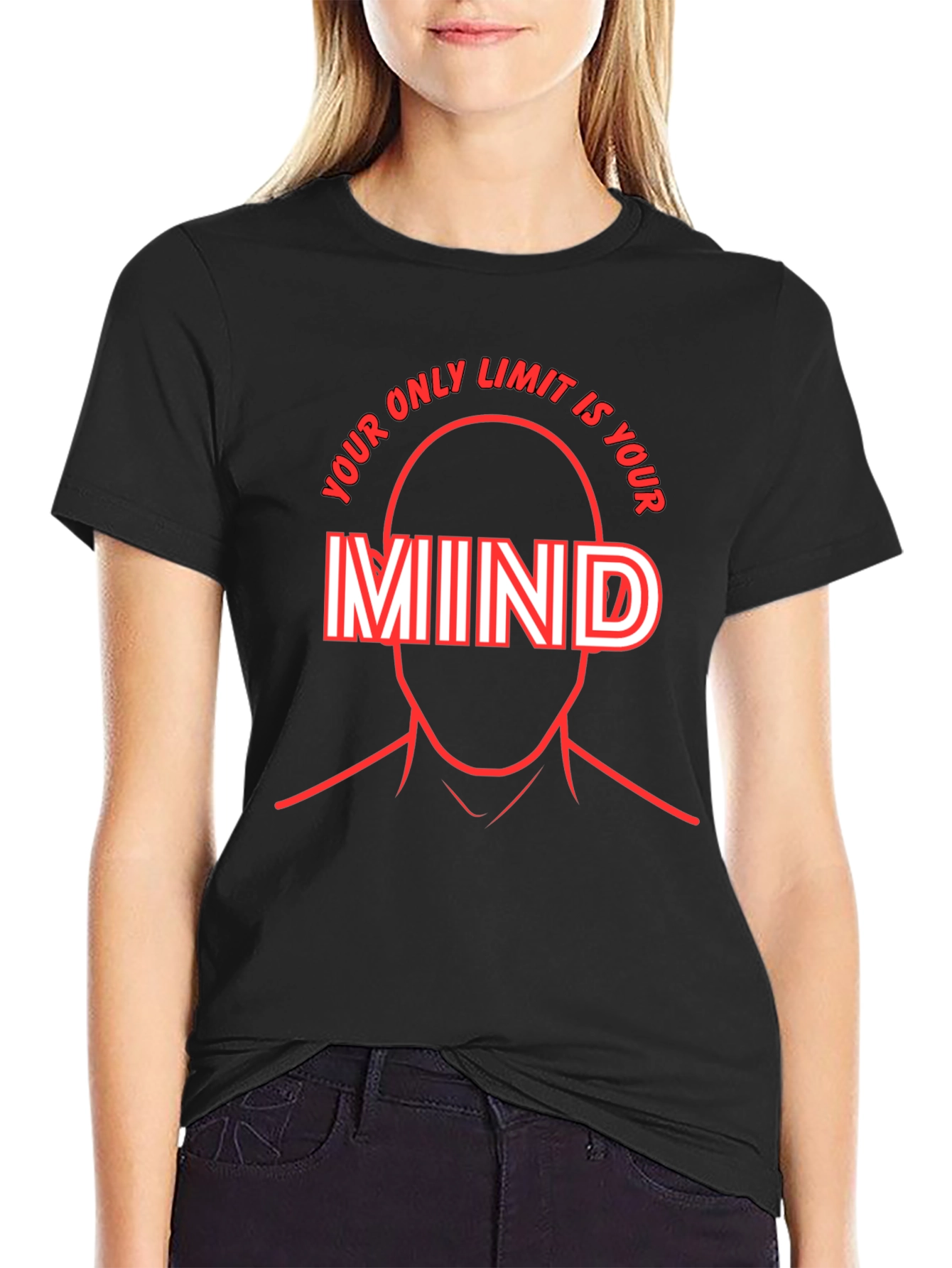 Black Mind Limit Graphic Tee - Black Cotton T-Shirt view 2