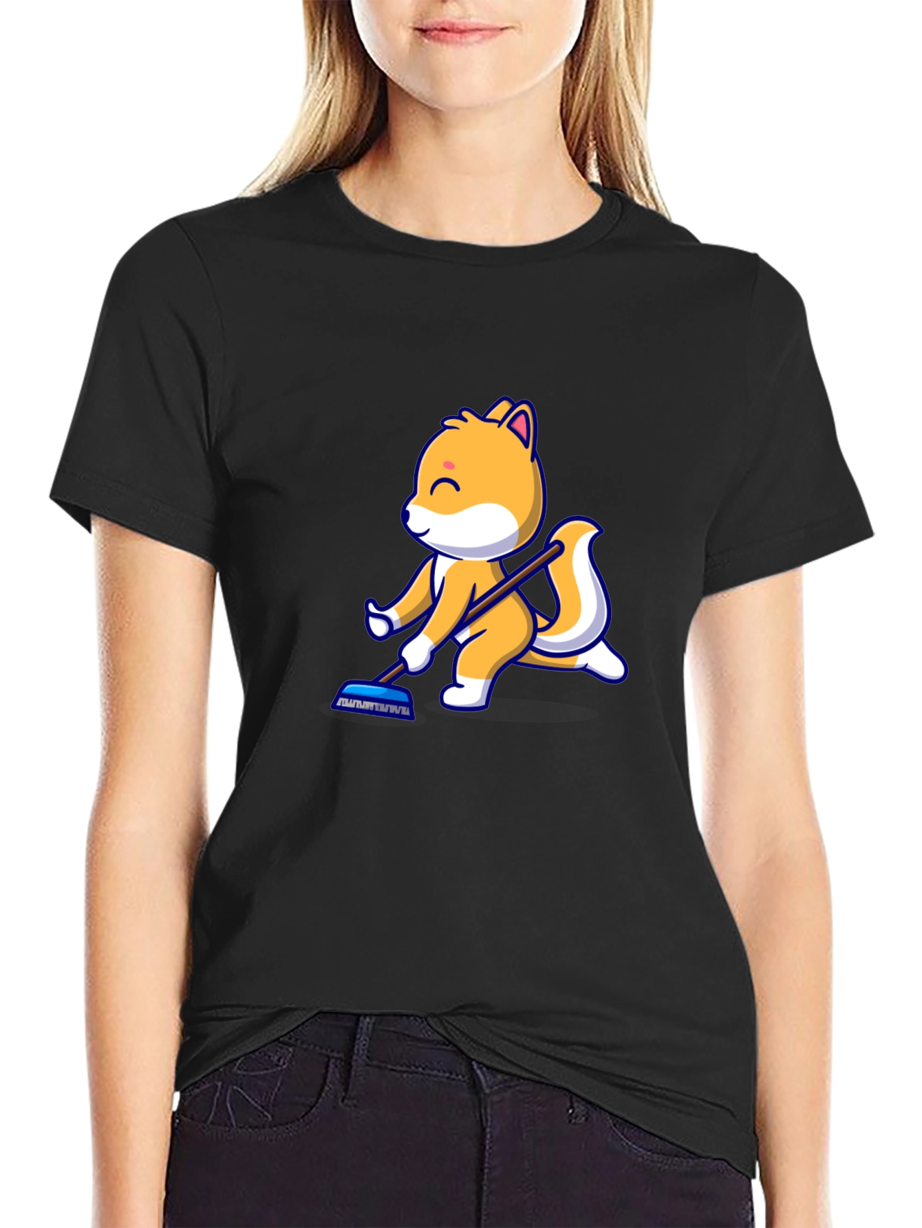 Black Cartoon Squirrel T-Shirt - Black view 2