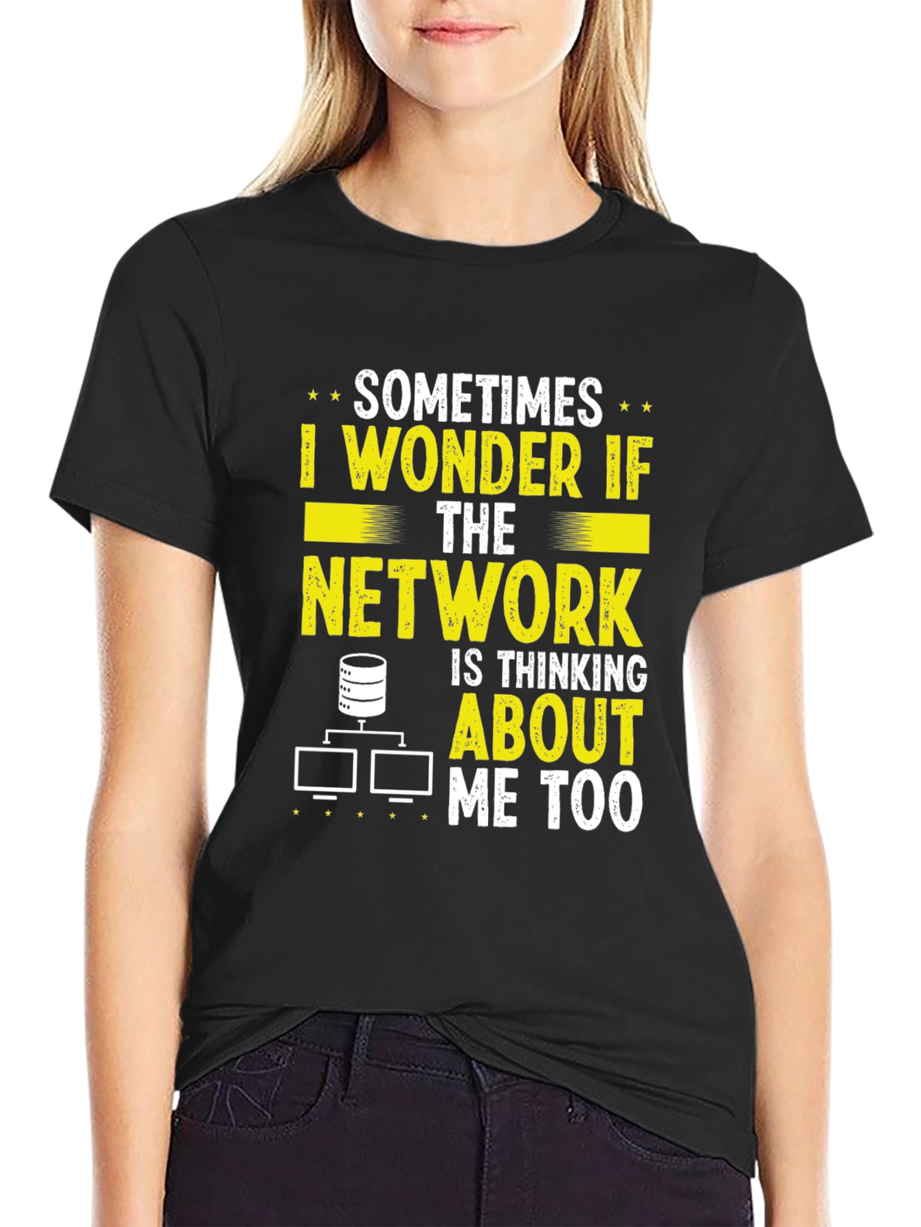 Black Network Admin T-Shirt - Sometimes I Wonder Funny IT view 2