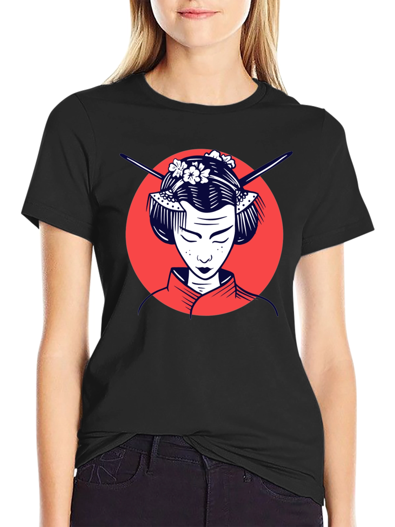 Black Geisha Graphic Tee - Stylish Unisex T-Shirt view 2