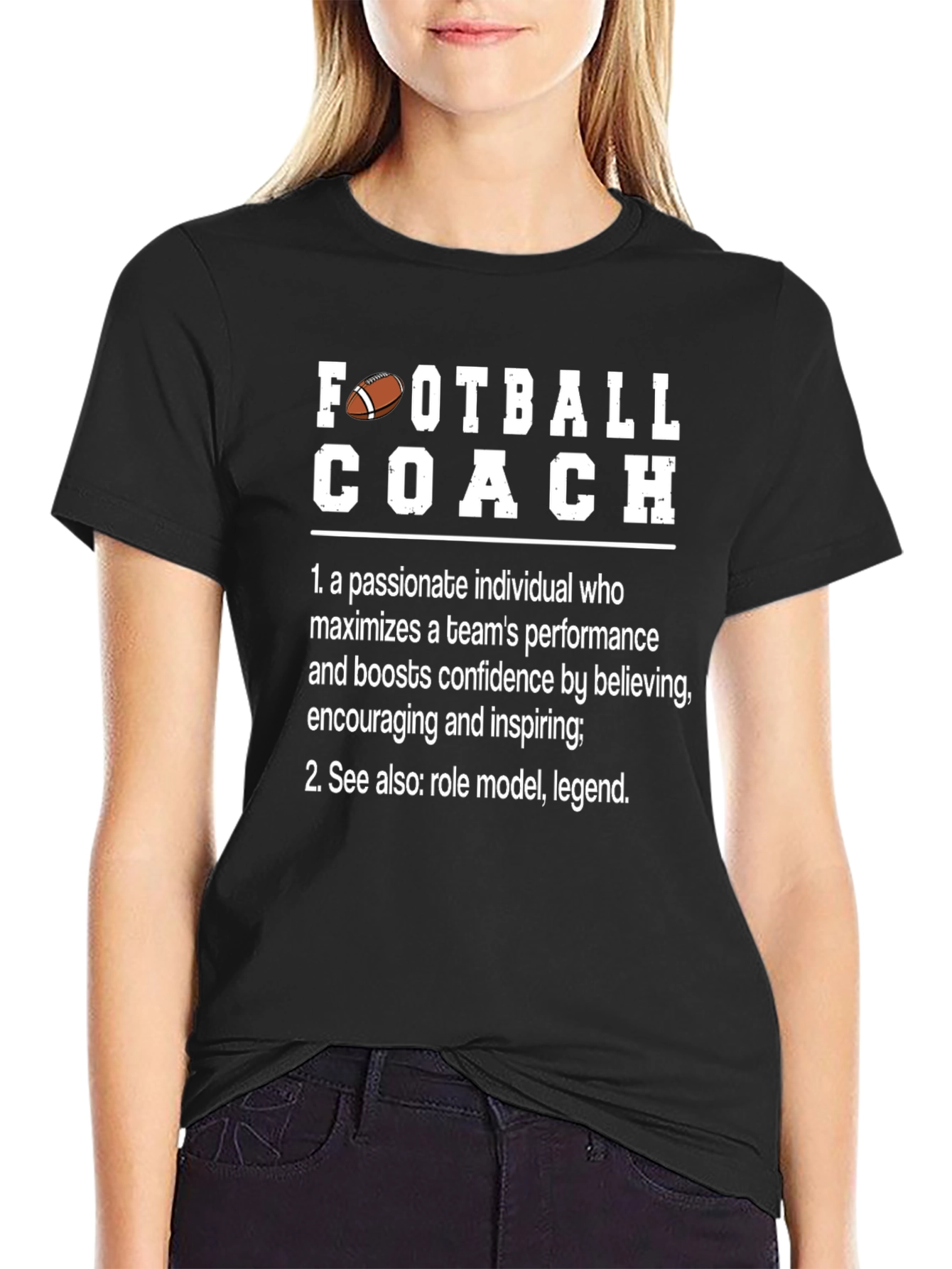 Black Football Coach Definition T-Shirt - Role Model, Legend view 2
