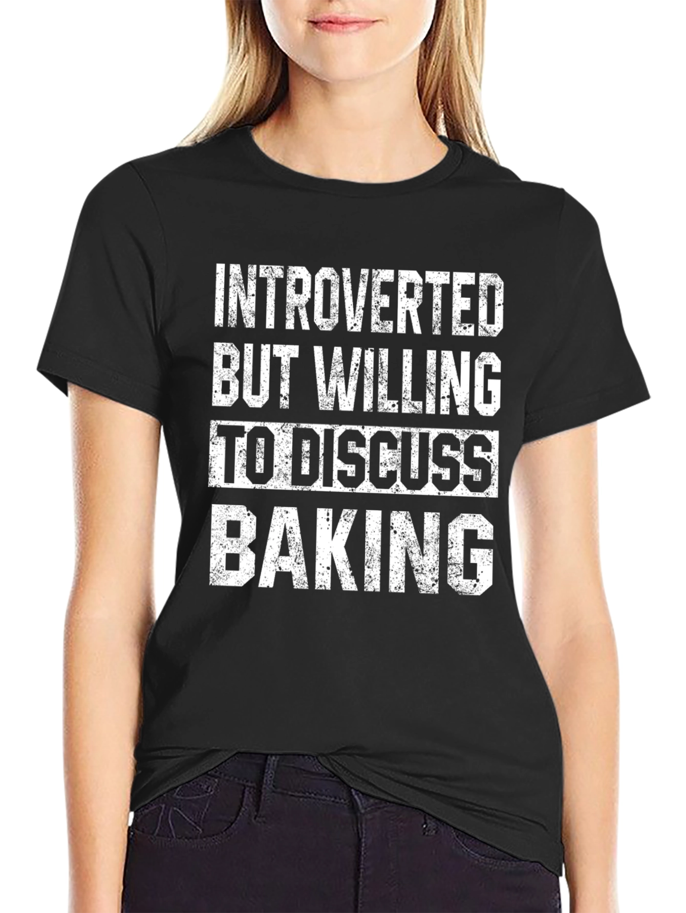 Black Introverted Baking T-Shirt: Discuss Baking Comfortably view 2