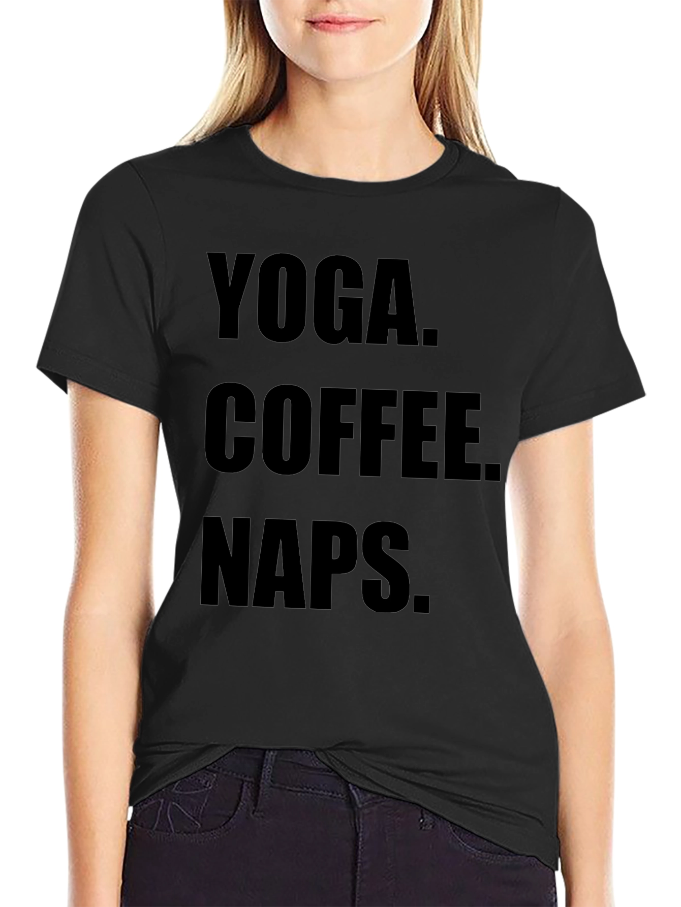 Black Yoga Coffee Naps Black Graphic Tee Shirt view 2