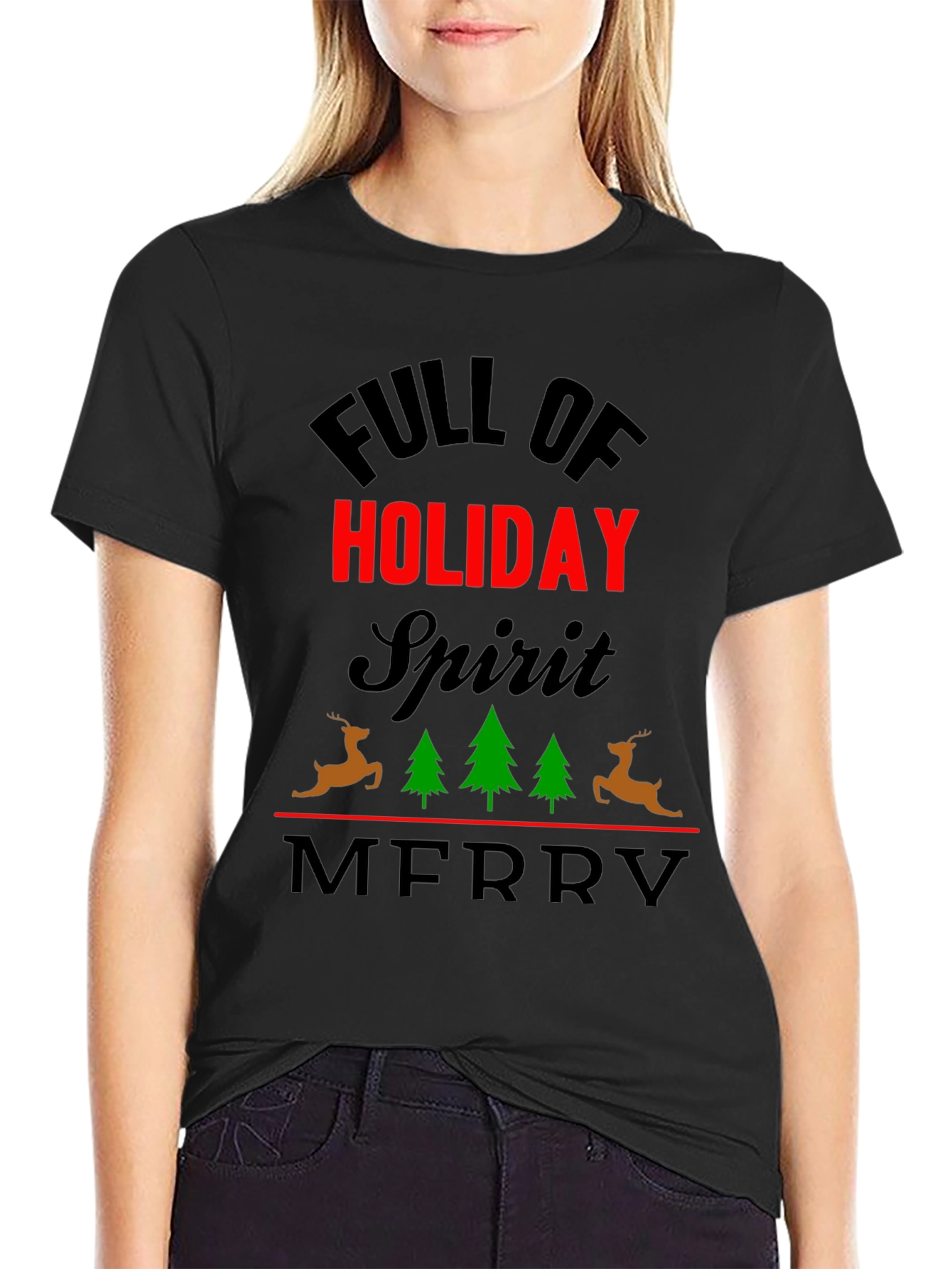 Black Holiday Spirit Graphic Tee view 2