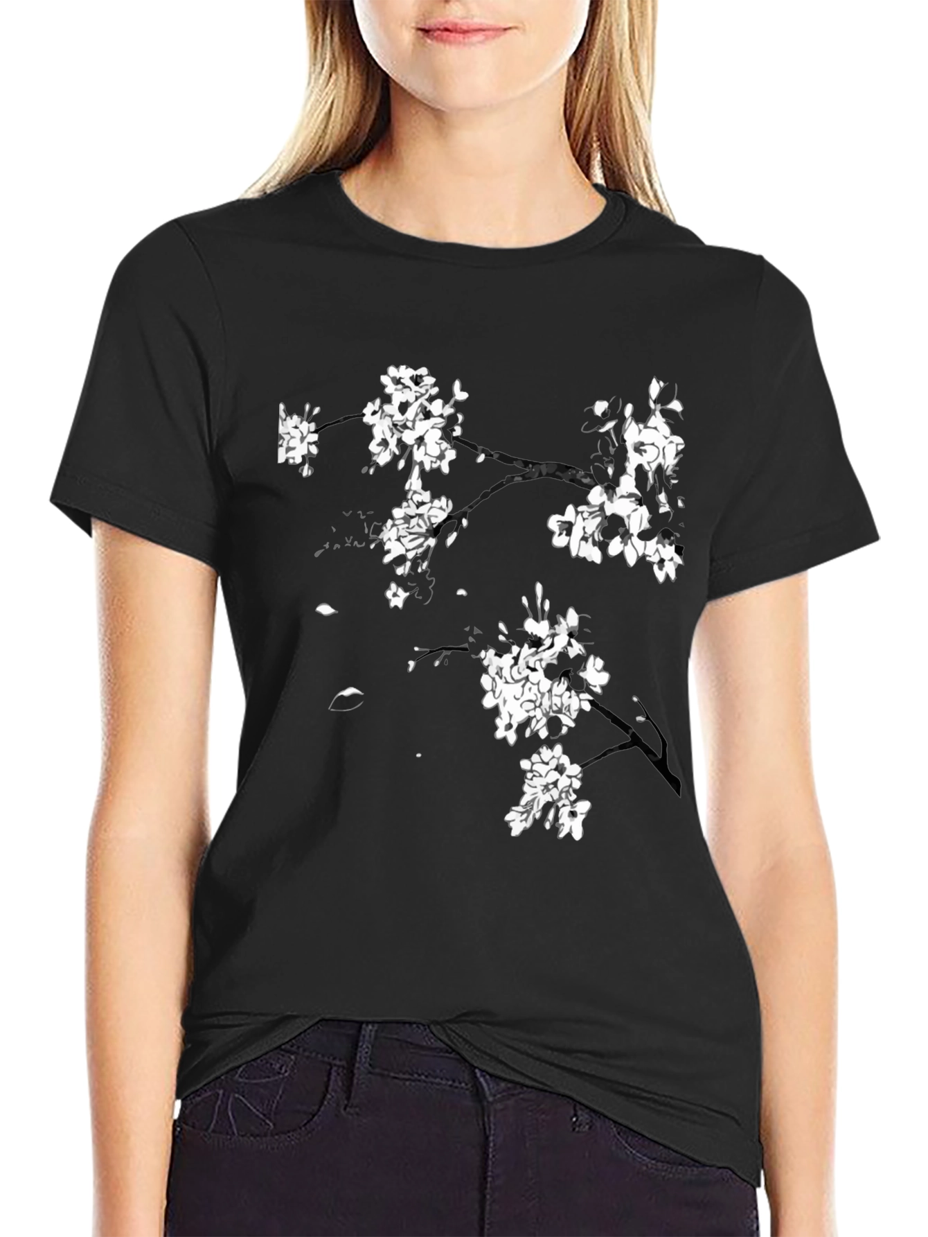 Black Blossom Branch Black Tee view 2