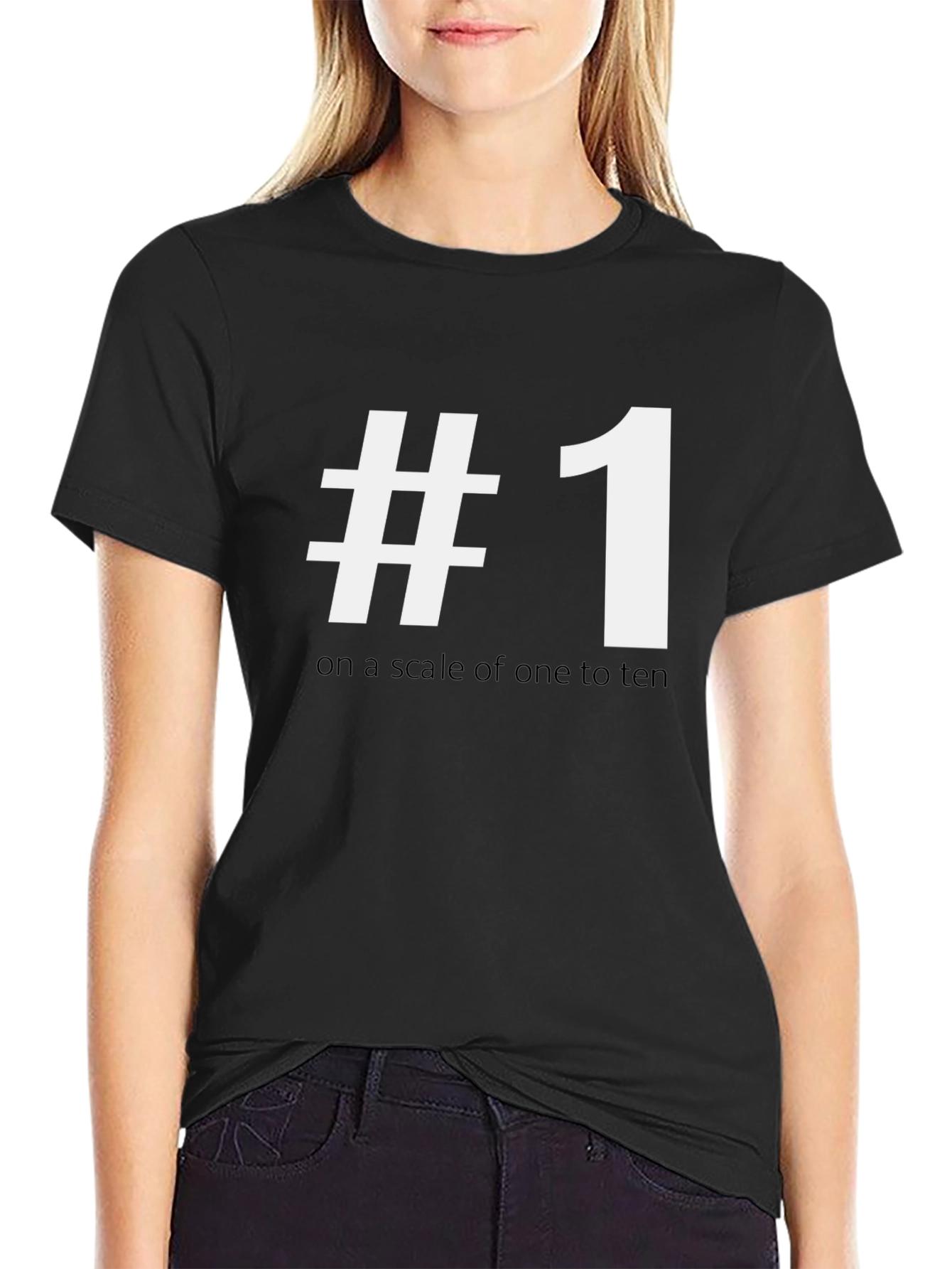 Black #1 on a Scale T-Shirt - Humorous Top view 2