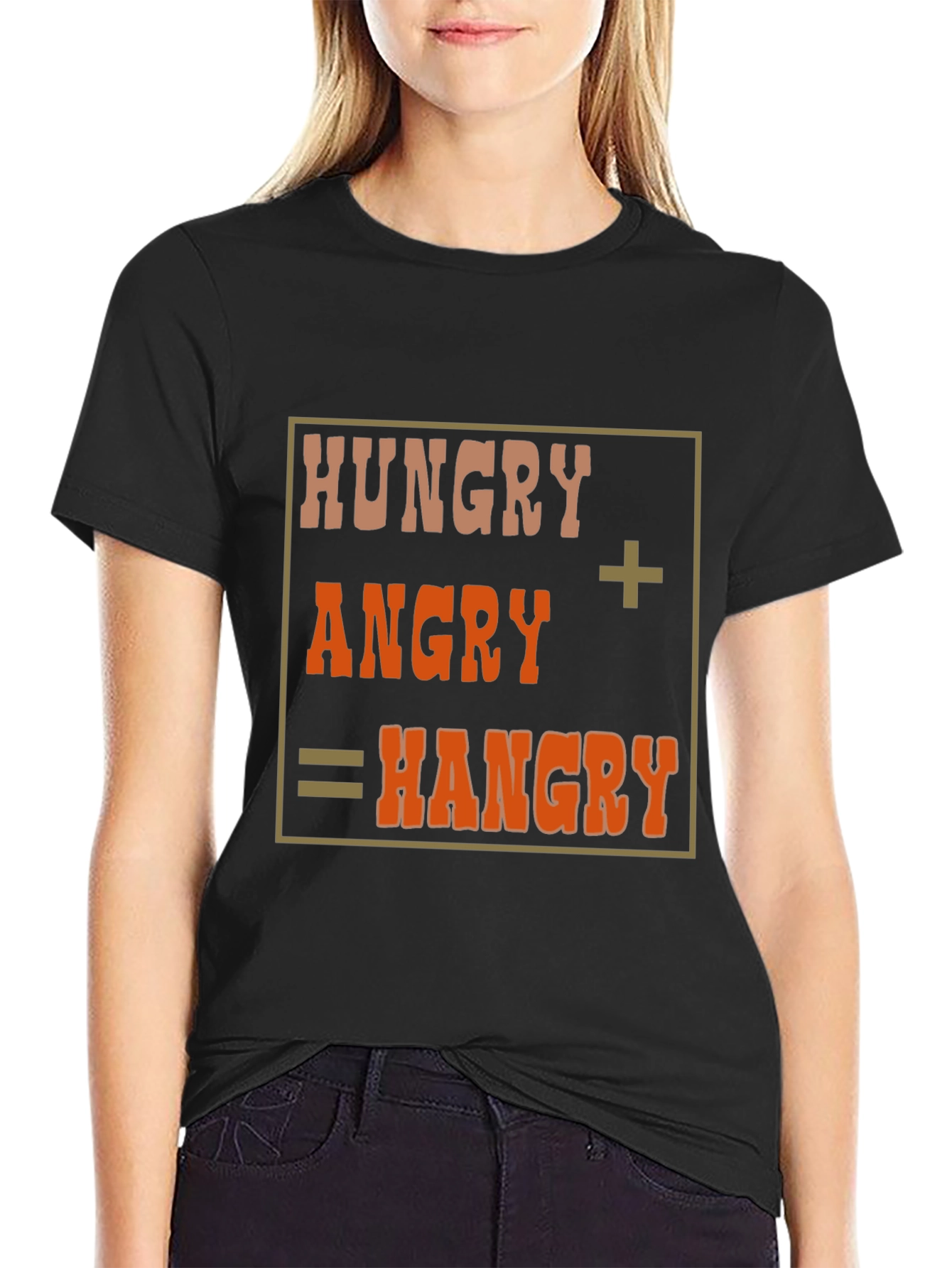 Black Hangry T-Shirt - Funny Hungry Angry Tee view 2
