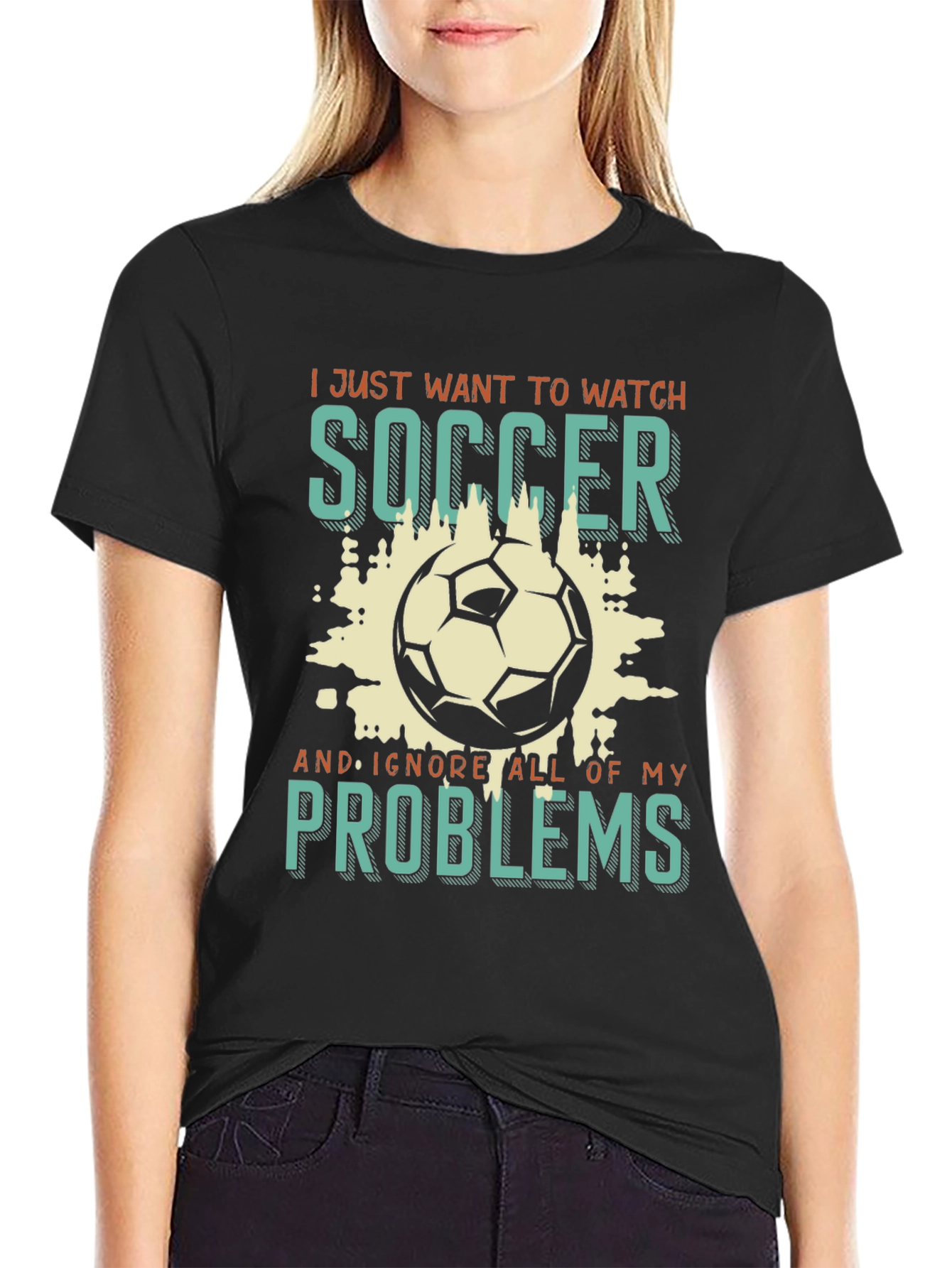 Black Soccer Lover Graphic T-Shirt view 2