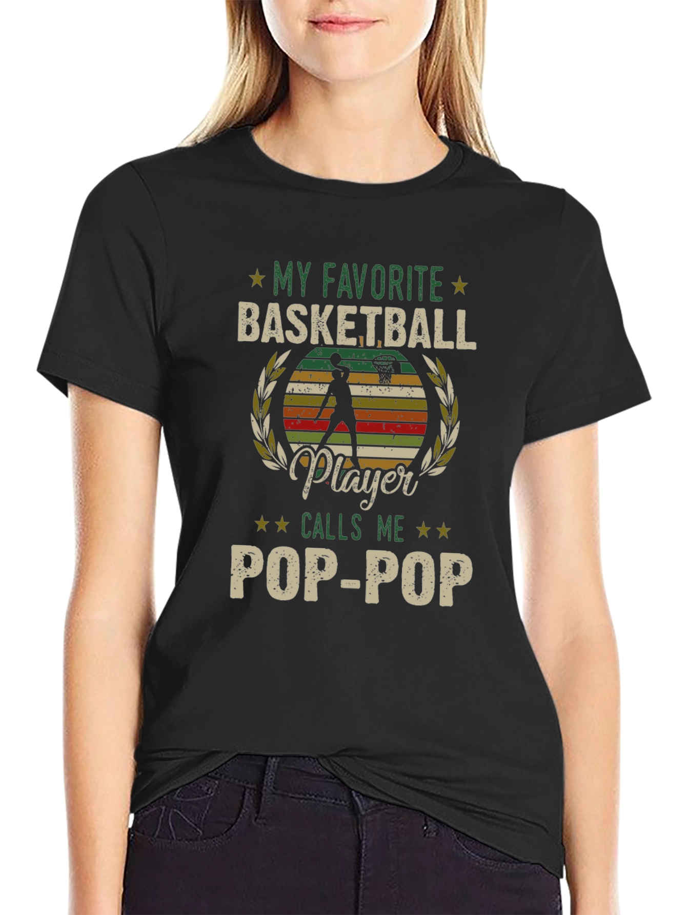 Black My Favorite Basketball Player Calls Me Pop-Pop T-Shirt view 2