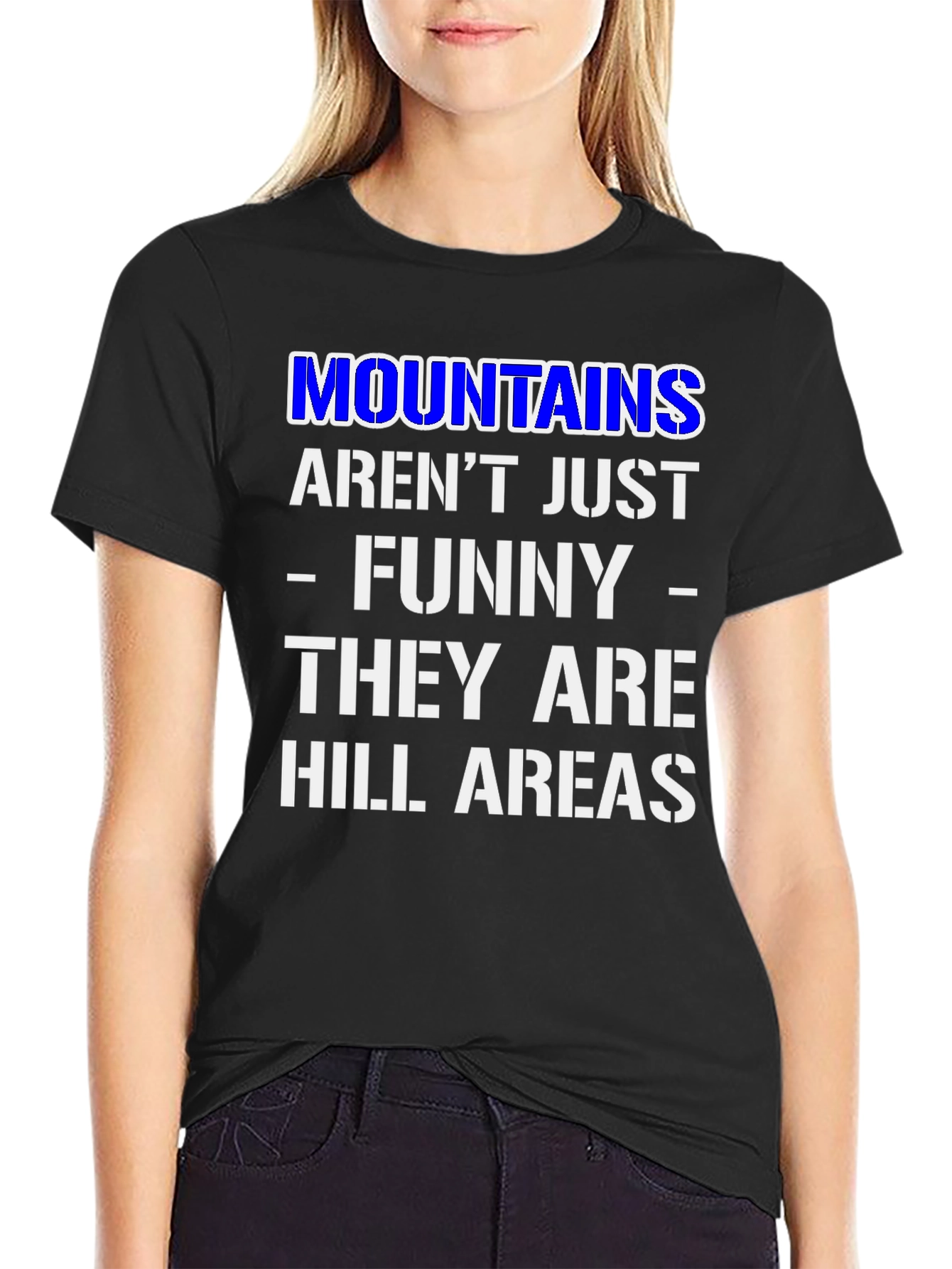 Black Funny Mountains Hill Areas Black T-Shirt view 2