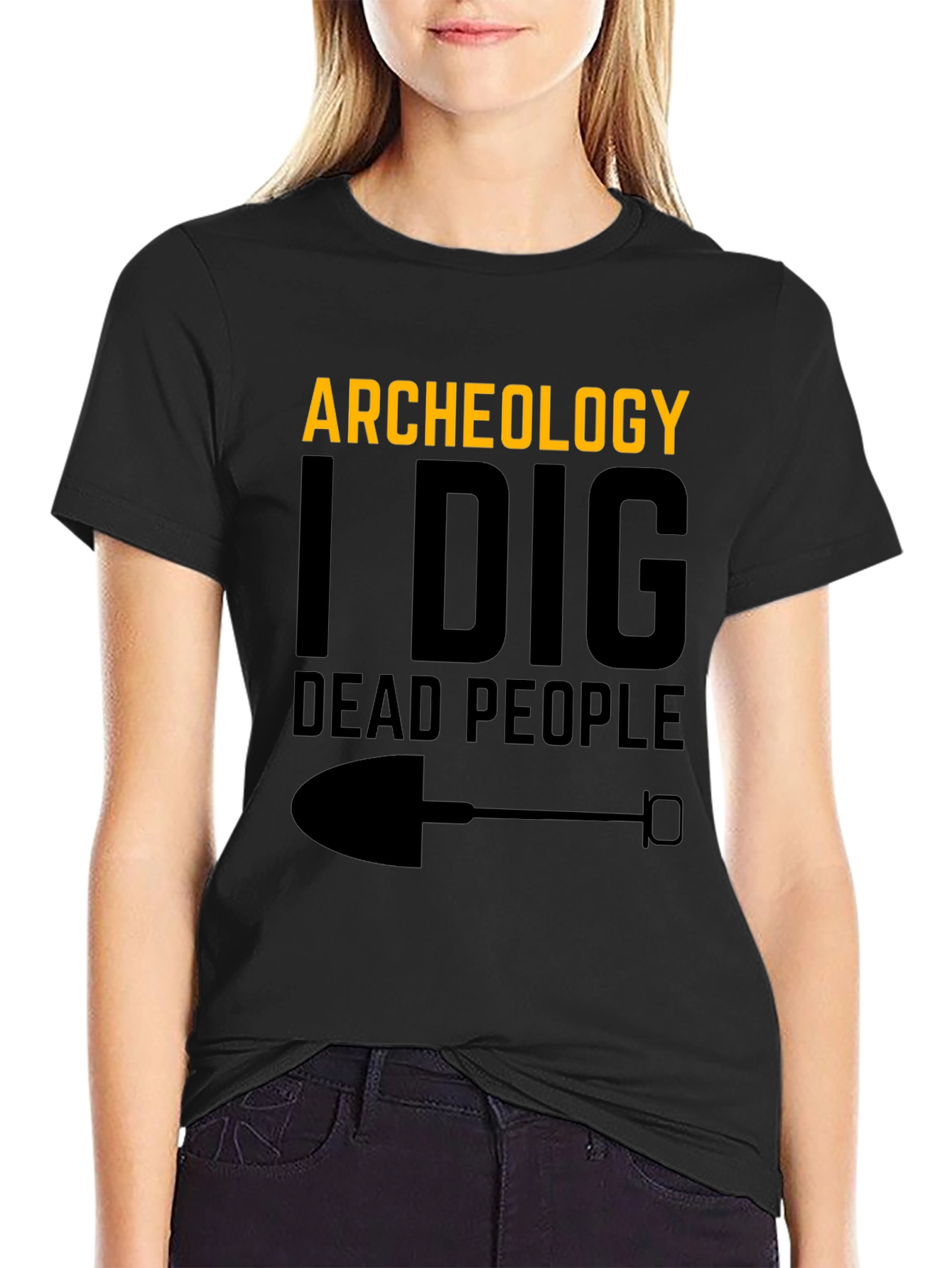 Black Archeology I Dig Dead People Black Graphic Tee view 2