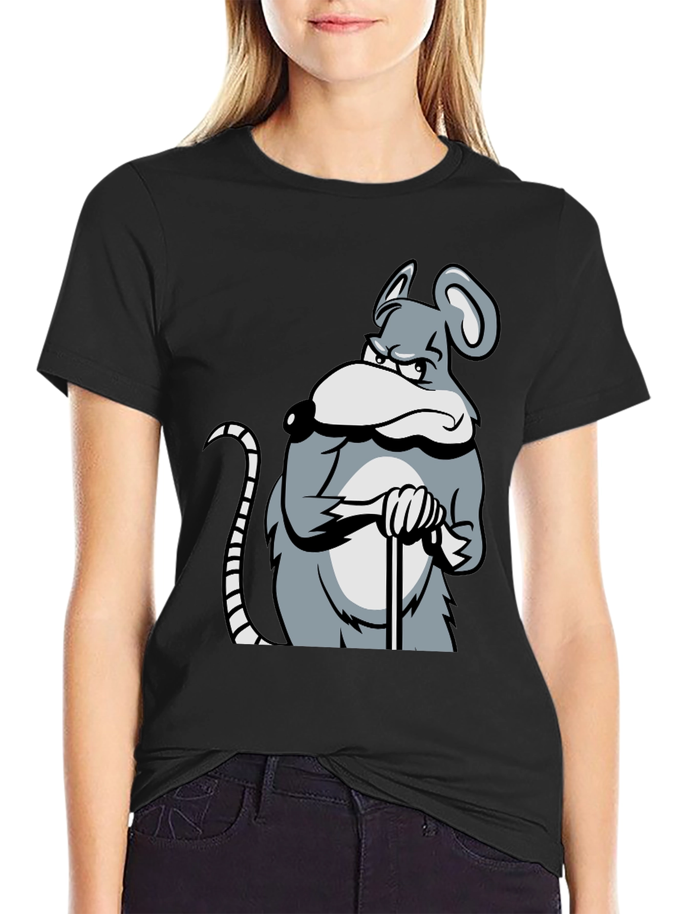 Black Grumpy Mouse Graphic T-Shirt - Black view 2